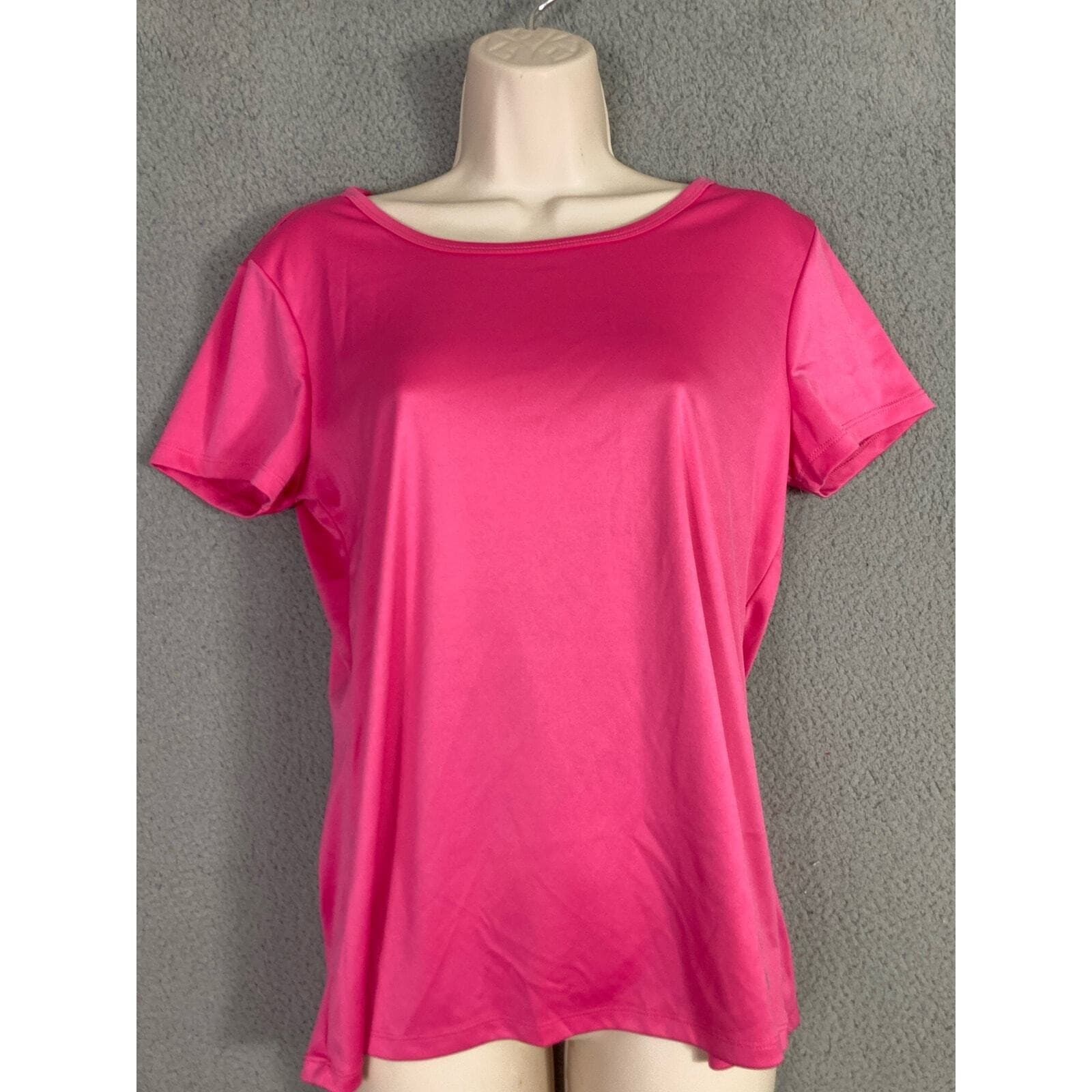Daisy Fuentes Fit Womens M Pink Athletic Top Criss Cross Back Yoga Workout Shirt - Thumbnail 5