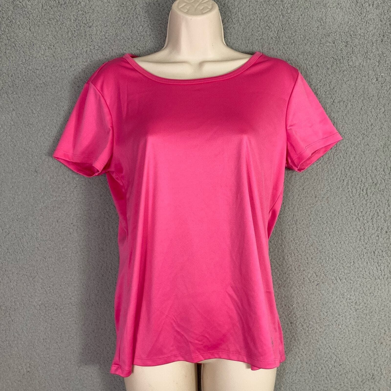 Daisy Fuentes Fit Womens M Pink Athletic Top Criss Cross Back Yoga Workout Shirt - Thumbnail 6