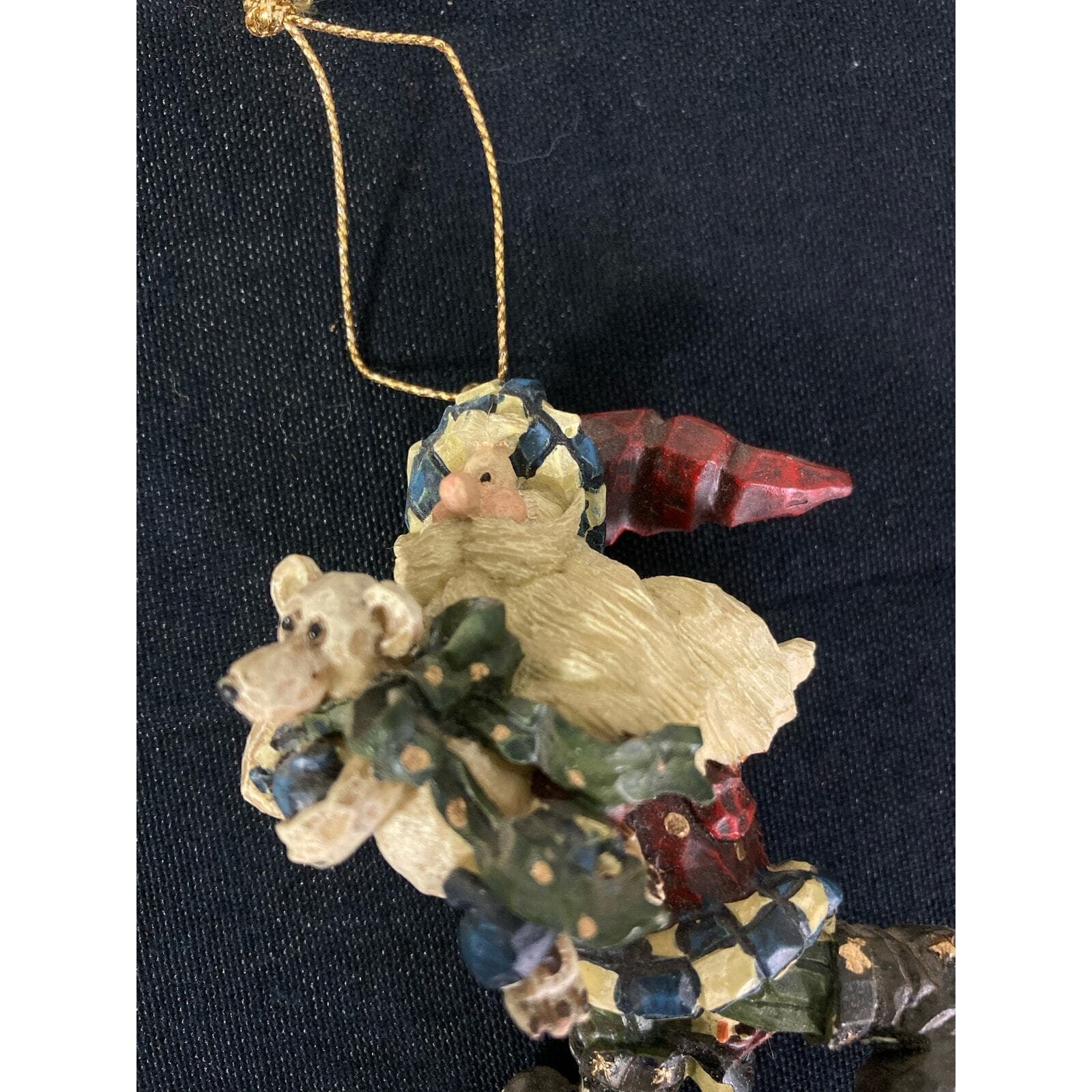 1998 Boyds Bears Santa Ice Skating Christmas Tree Ornament Vintage Holiday - Thumbnail 2