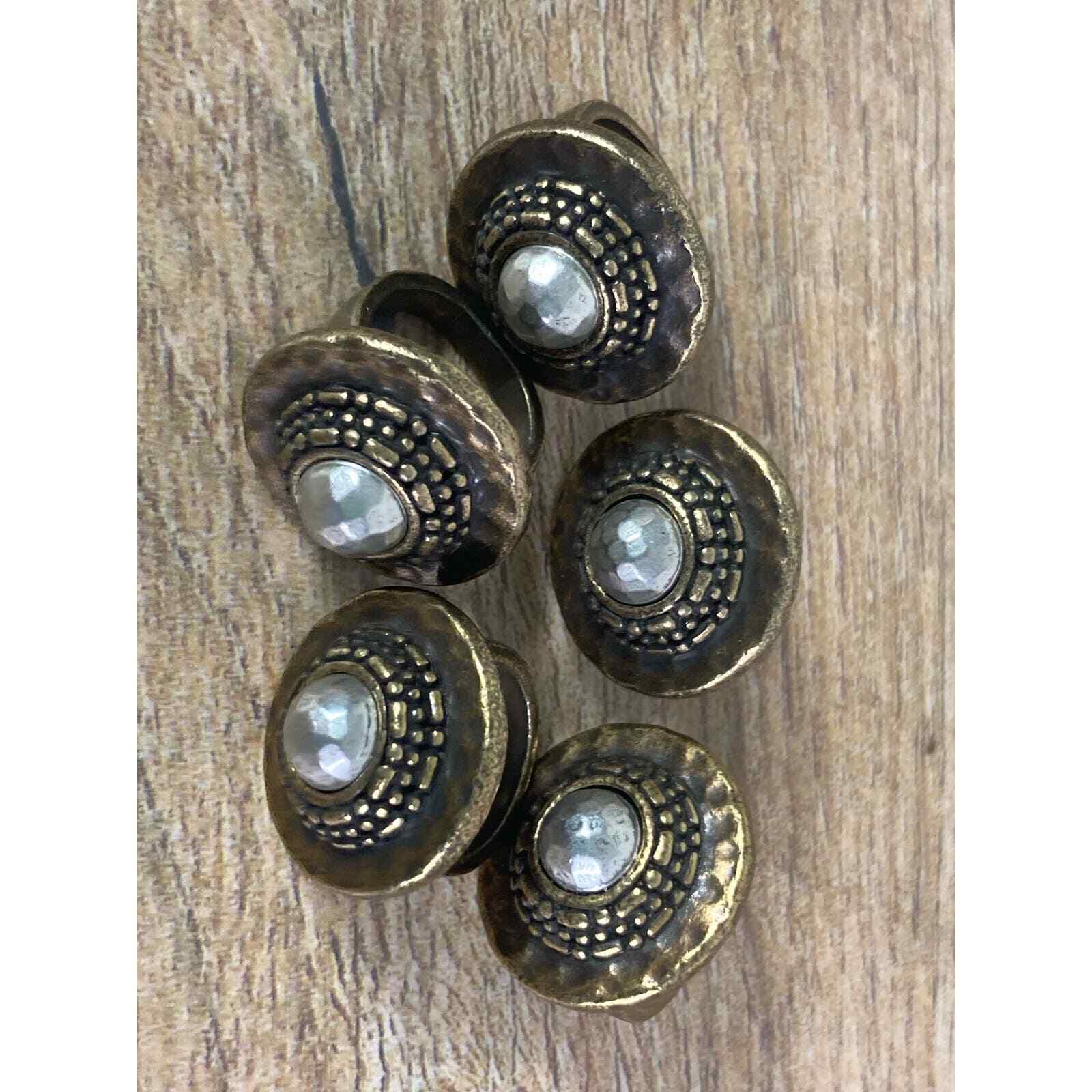 Stacking Ring Set 5 Boho Mixed Metal Statement Rings Womens Fashion Jewelry - Thumbnail 3