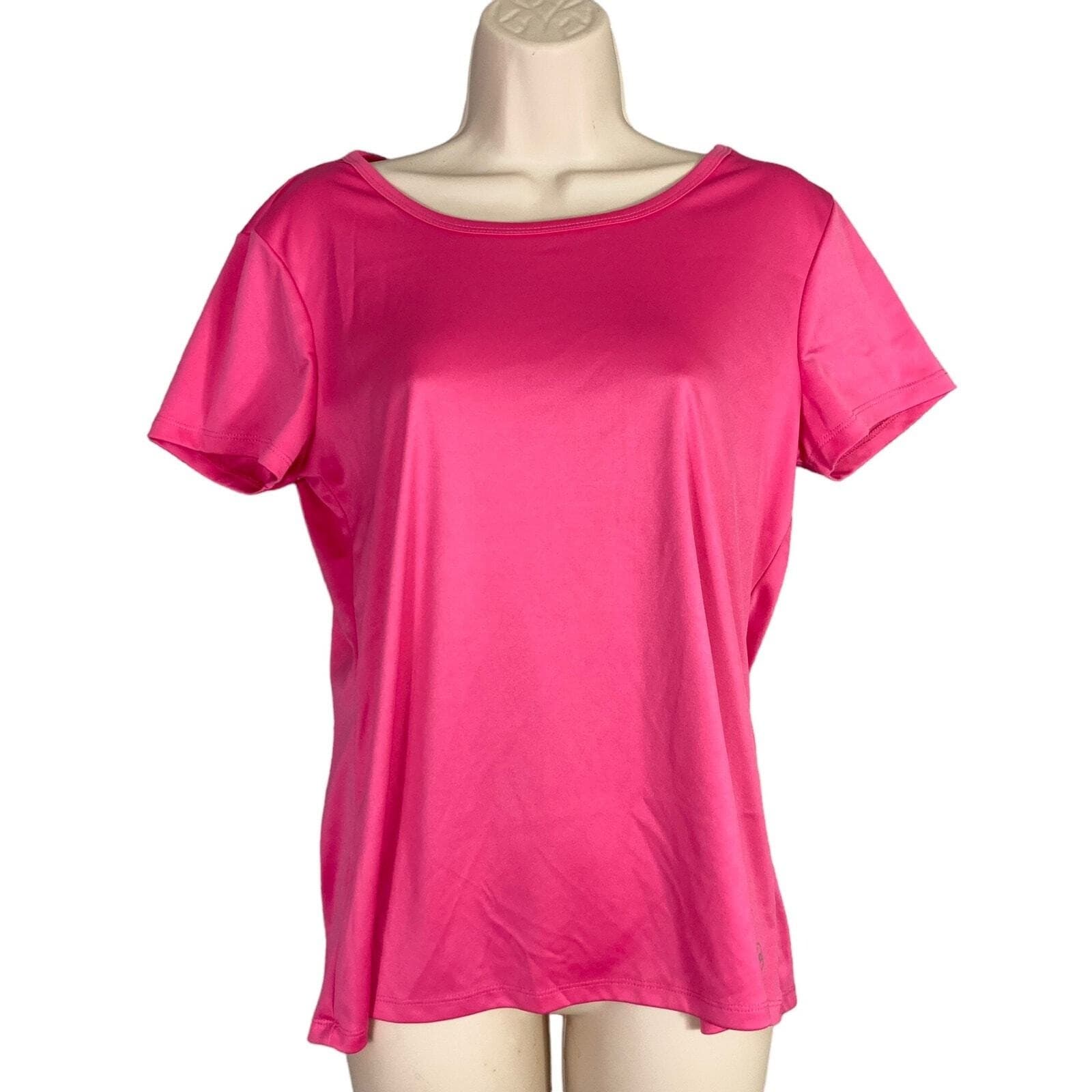 Daisy Fuentes Fit Womens M Pink Athletic Top Criss Cross Back Yoga Workout Shirt - Thumbnail 2