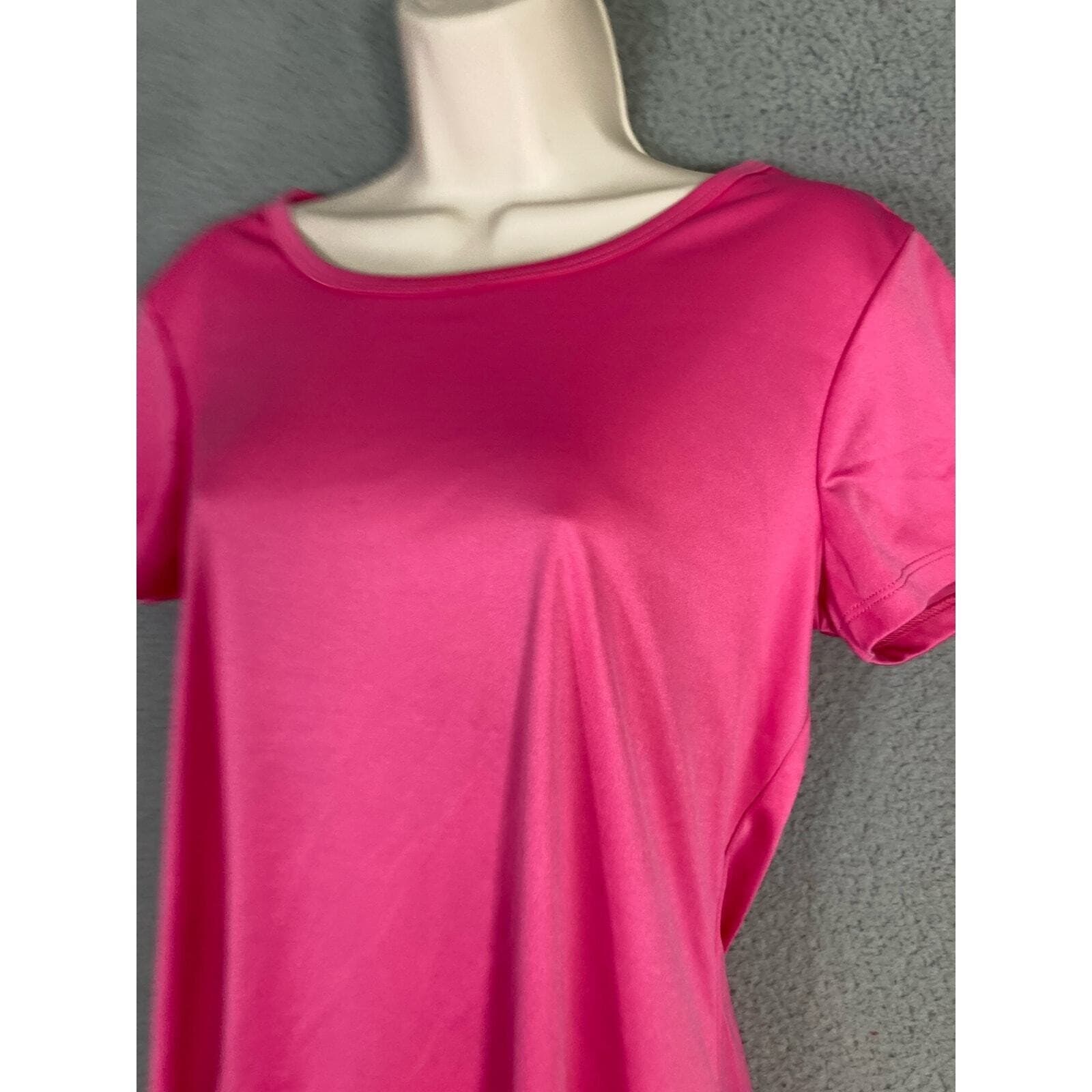 Daisy Fuentes Fit Womens M Pink Athletic Top Criss Cross Back Yoga Workout Shirt - Thumbnail 10
