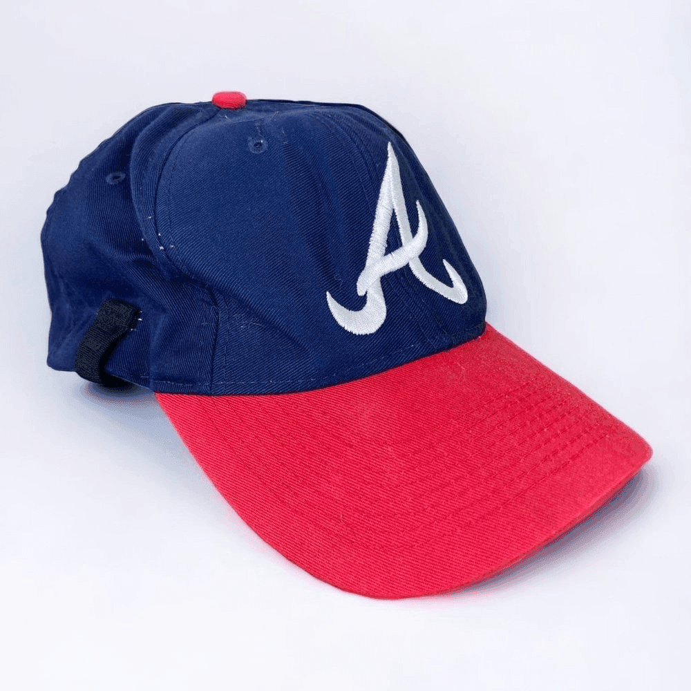 Vintage 90s Atlanta Braves Logo 7 Snapback Hat MLB Baseball Blue Red Collector