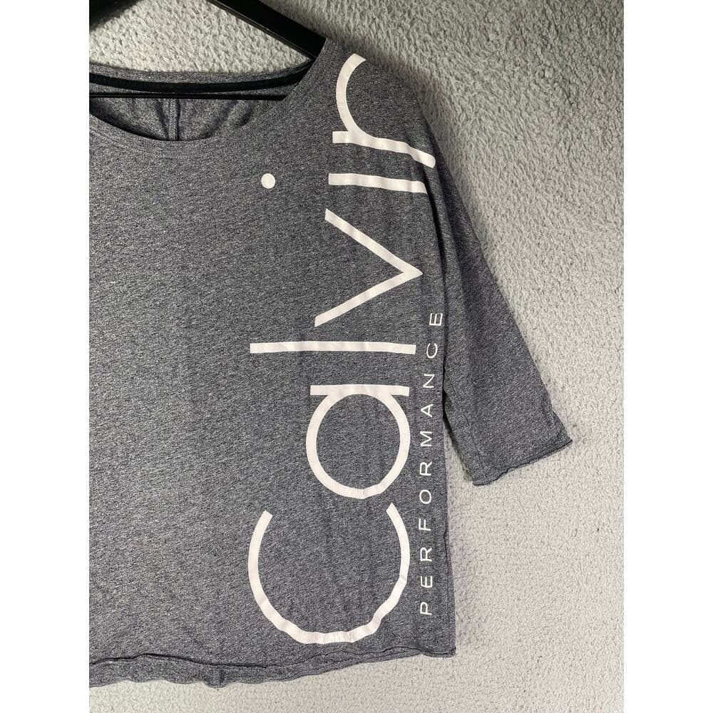 Calvin Klein Performance Womens M Gray Heathered Dolman 3/4 Sleeve Athletic Top - Thumbnail 3