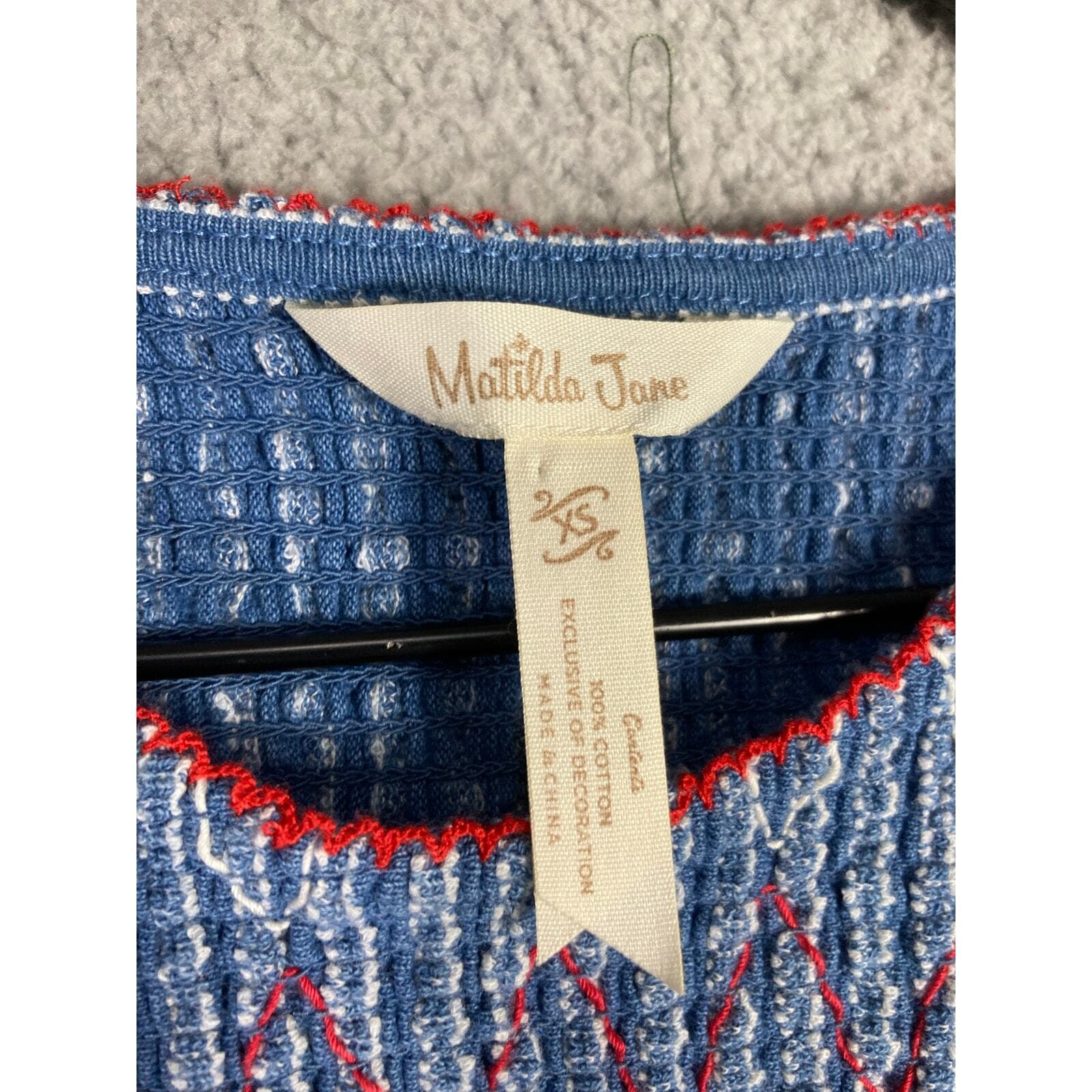 Matilda Jane Women's XS Blue Striped Smocked Tank Top Sleeveless Summer Blouse - Thumbnail 5