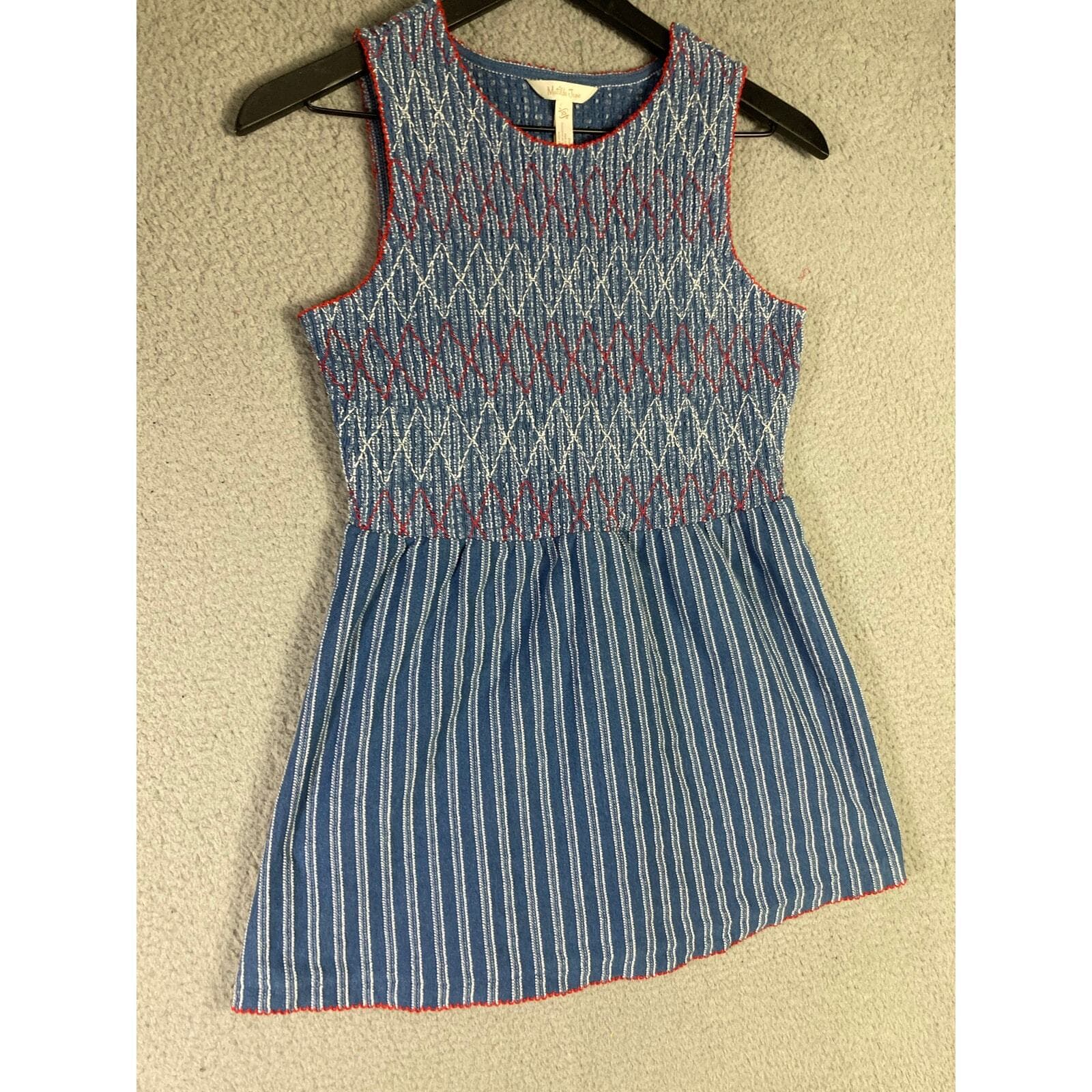 Matilda Jane Women's XS Blue Striped Smocked Tank Top Sleeveless Summer Blouse - Thumbnail 3