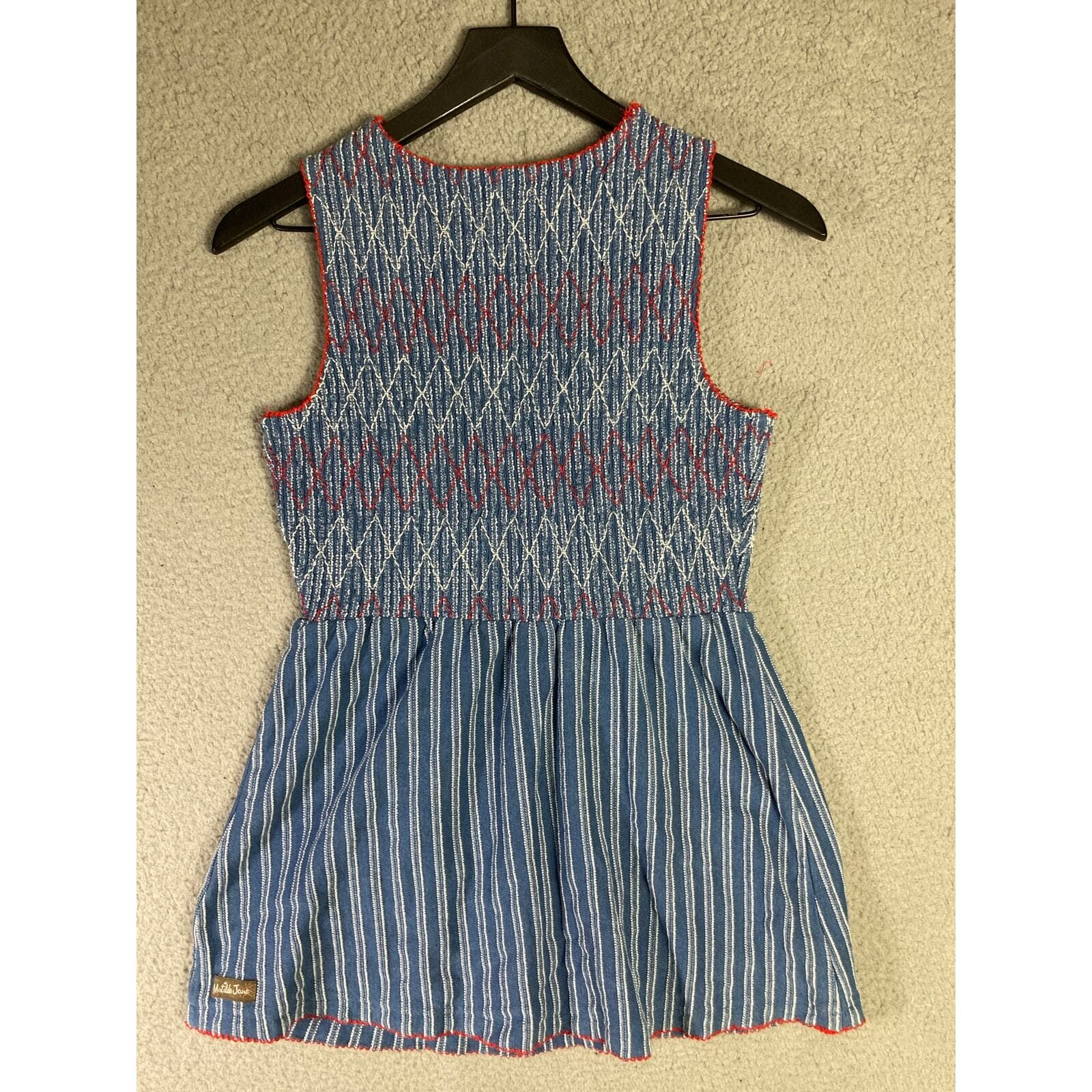 Matilda Jane Women's XS Blue Striped Smocked Tank Top Sleeveless Summer Blouse - Thumbnail 8