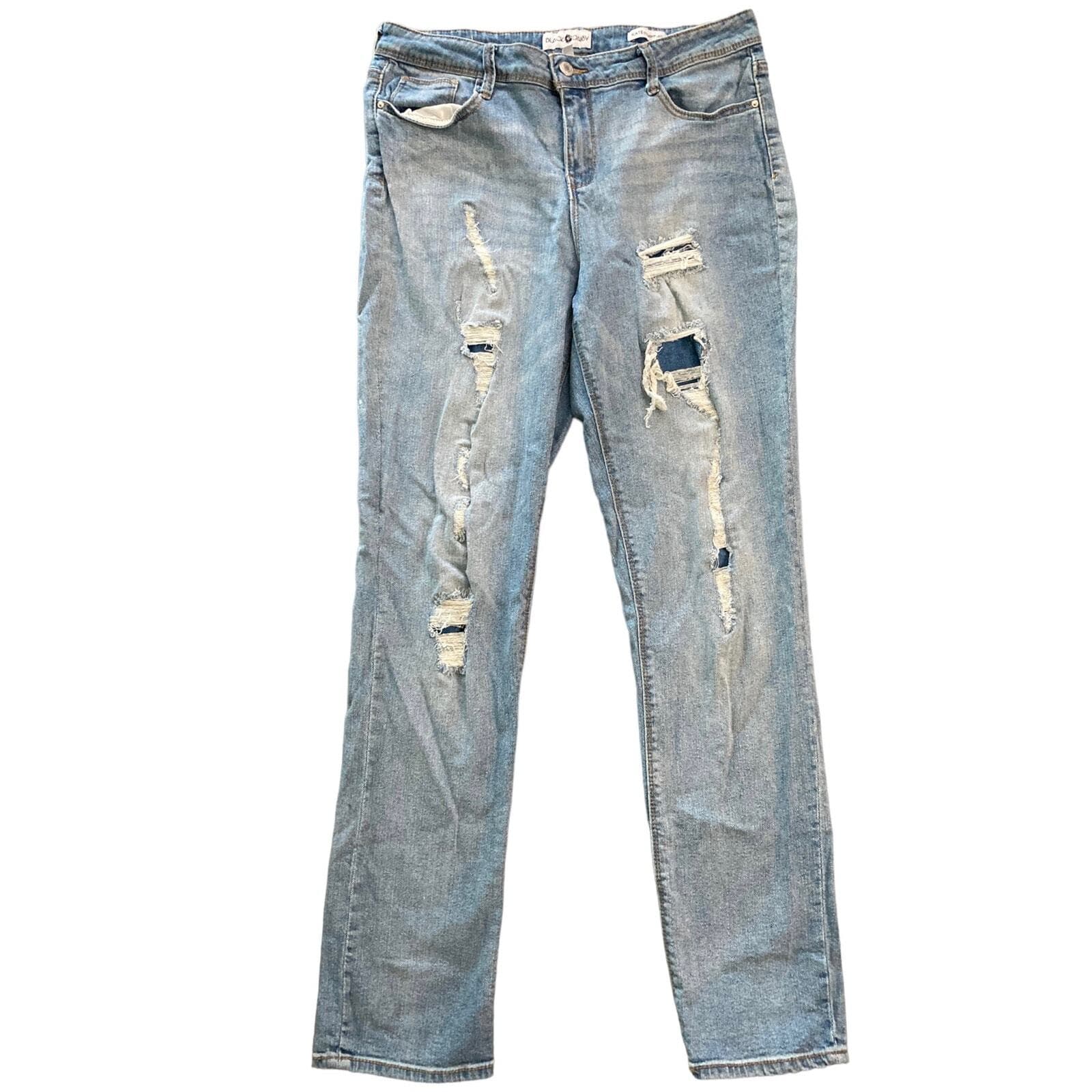 Women’s Daisy Kate Distressed Ripped Blue Jeans Size 13 Straight Leg Denim