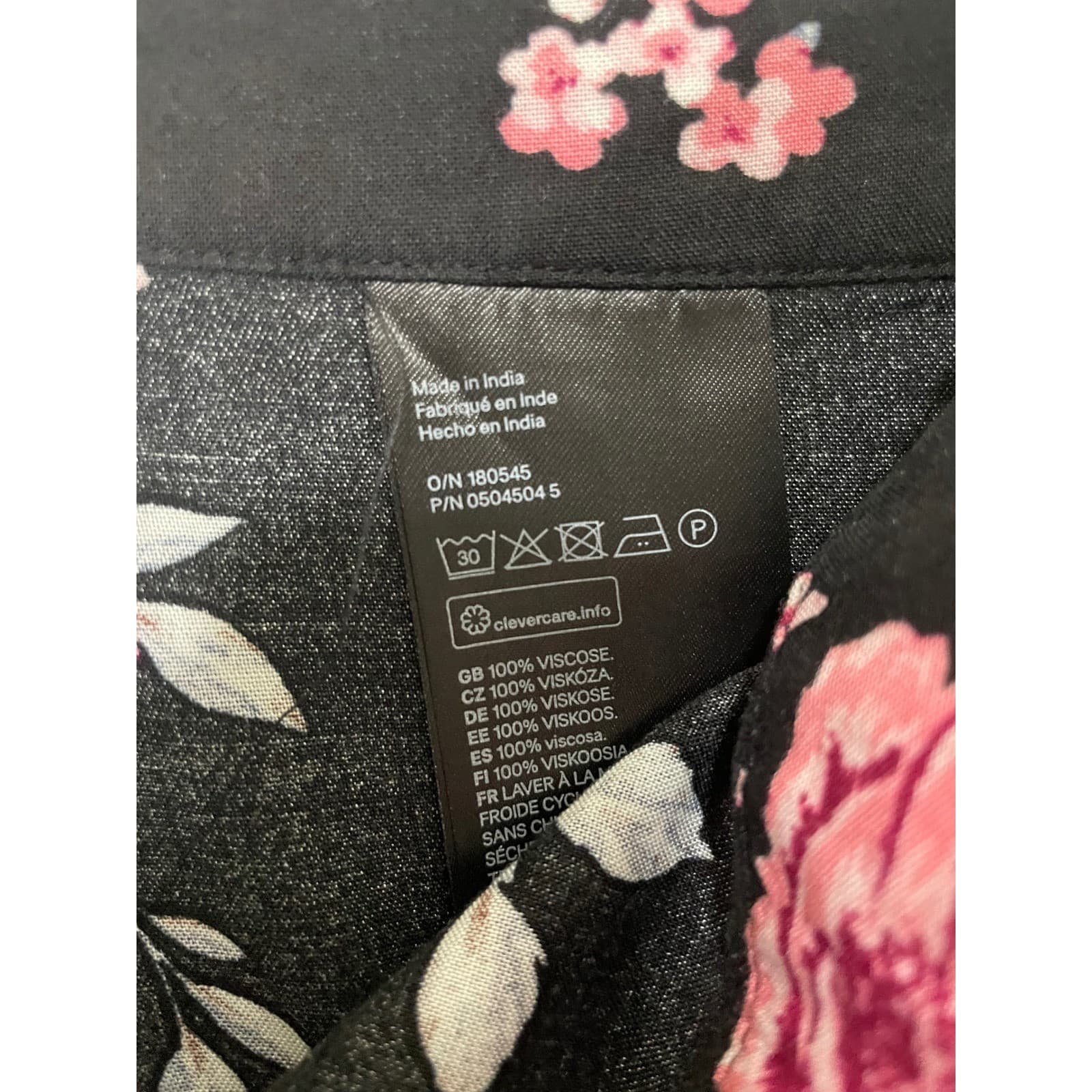 H&M Divided Floral Wrap Maxi Skirt Womens 16 Black Pink Boho High Low Ruffle - Thumbnail 4