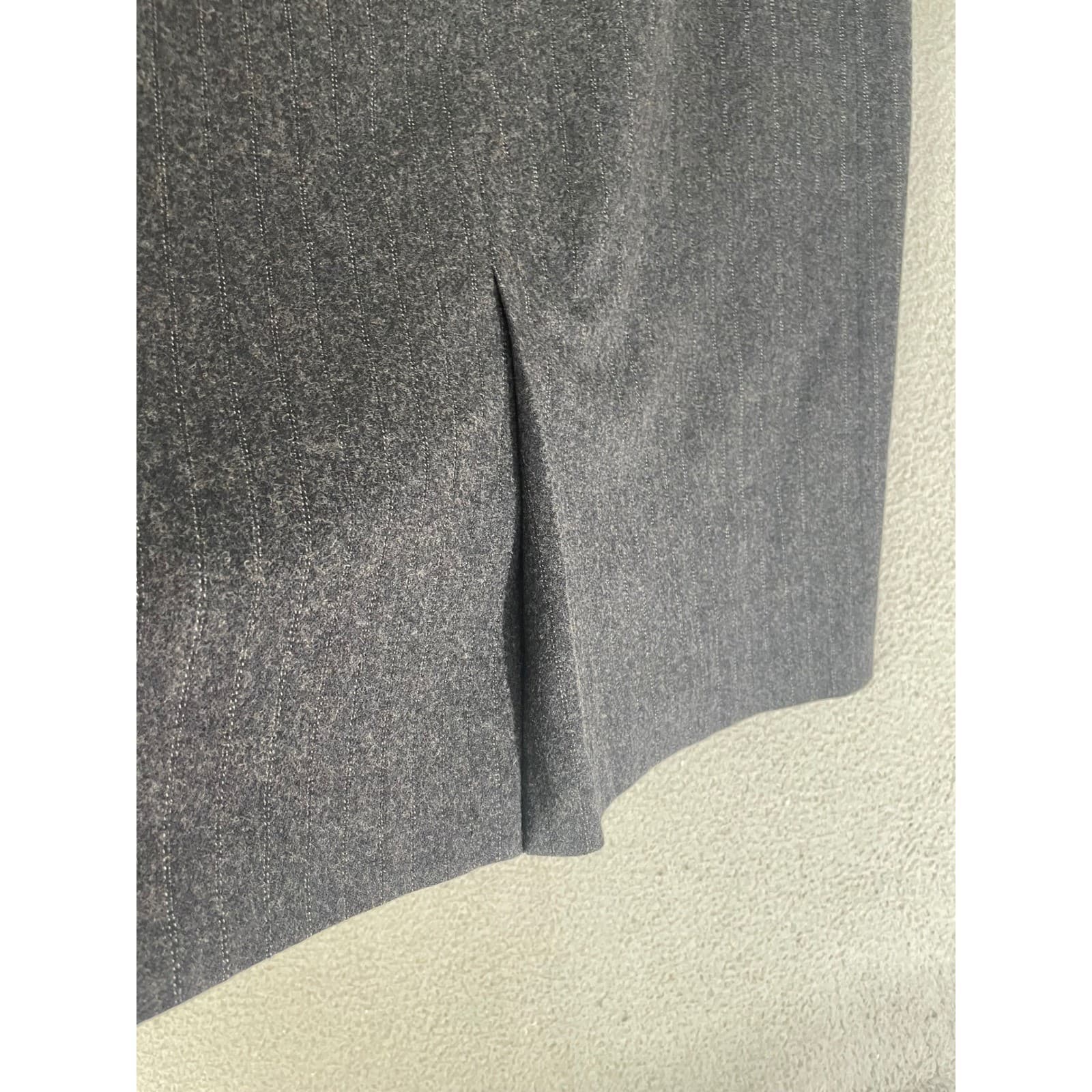 Vintage Wool Blend Midi Skirt Womens 33 Waist Dark Gray Made in Italy High Rise - Thumbnail 9