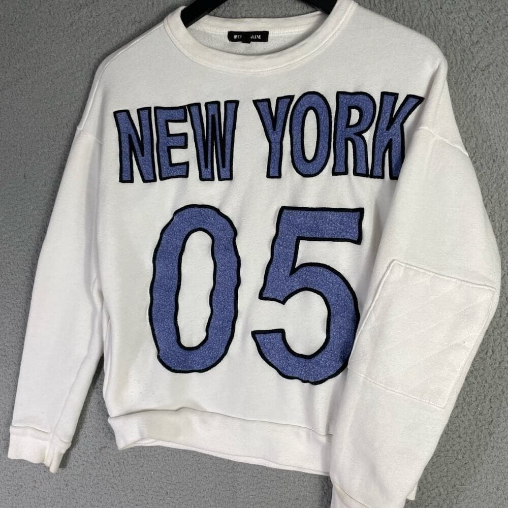 Hye Park Lune New York 05 Graphic Crewneck Sweatshirt White Blue Size M Med - Thumbnail 7