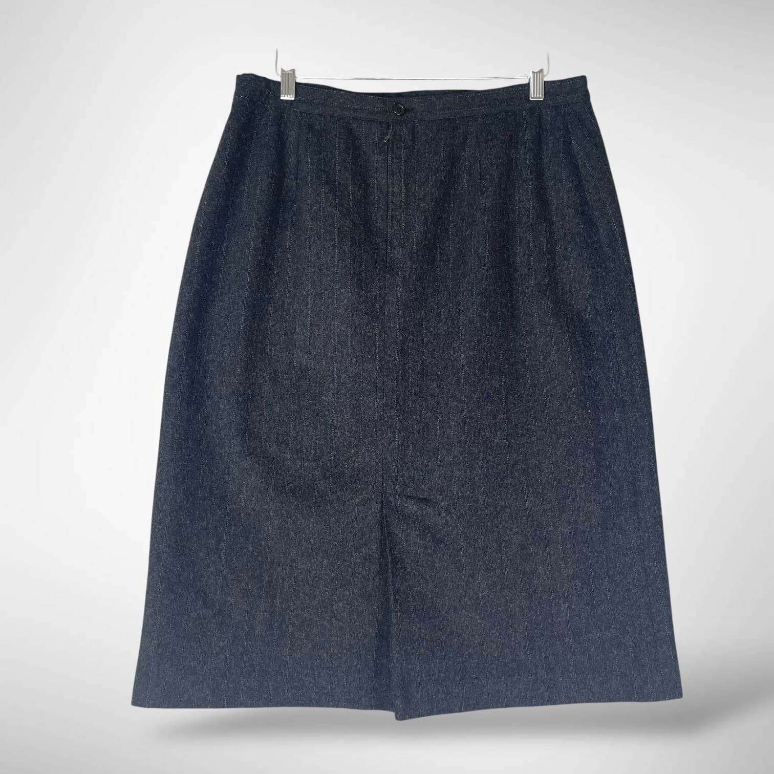 Vintage Wool Blend Midi Skirt Womens 33 Waist Dark Gray Made in Italy High Rise - Thumbnail 2