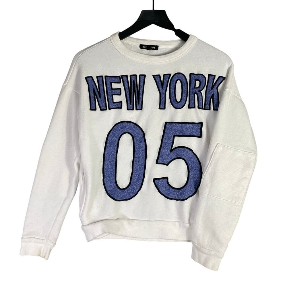 Hye Park Lune New York 05 Graphic Crewneck Sweatshirt White Blue Size M Med