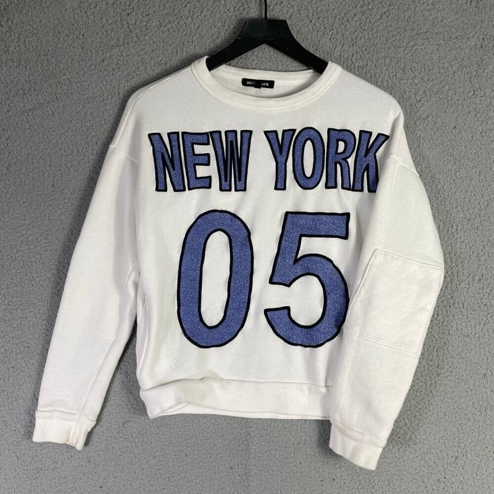 Hye Park Lune New York 05 Graphic Crewneck Sweatshirt White Blue Size M Med - Thumbnail 9