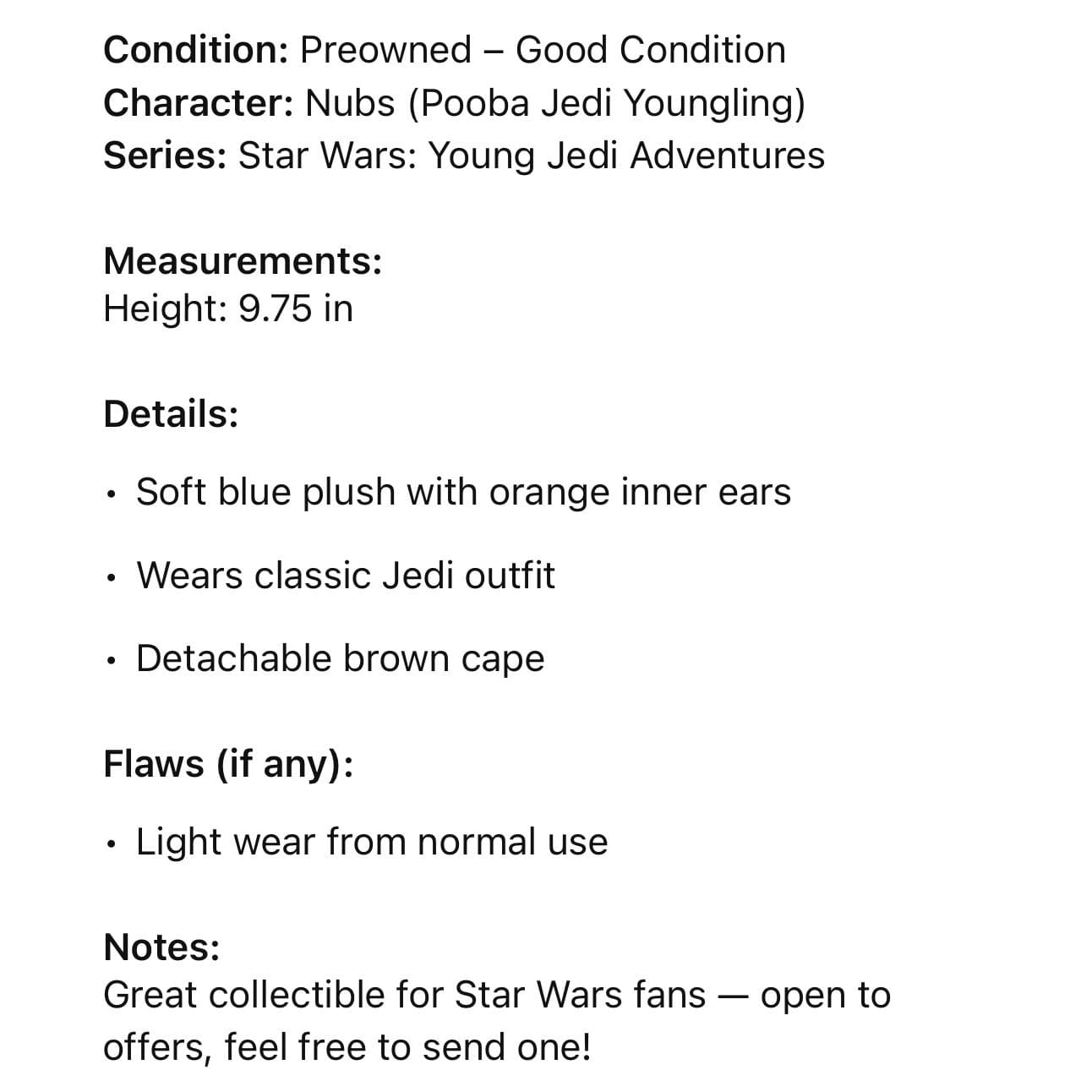 Mattel Star Wars Young Jedi Adventures Nubs Plush 8" Blue Disney Stuffed Toy - Thumbnail 2