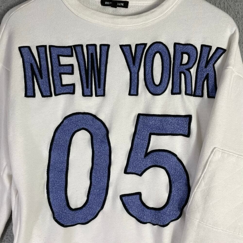 Hye Park Lune New York 05 Graphic Crewneck Sweatshirt White Blue Size M Med - Thumbnail 10