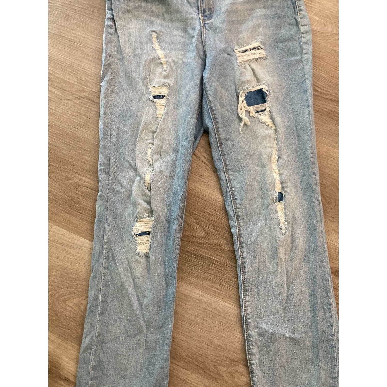 Women’s Daisy Kate Distressed Ripped Blue Jeans Size 13 Straight Leg Denim - Thumbnail 8