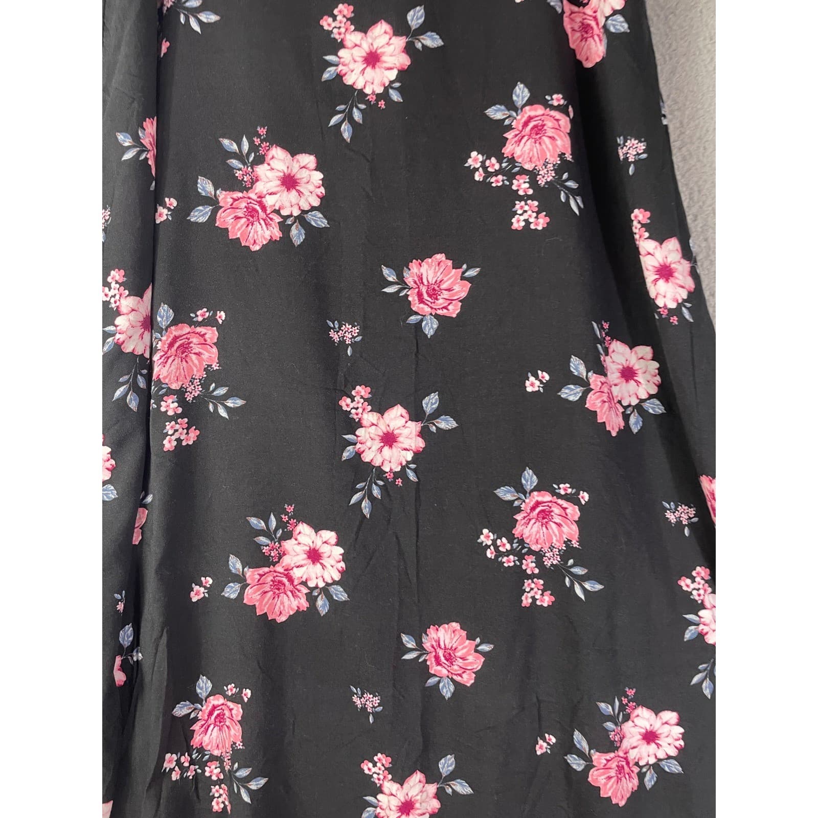 H&M Divided Floral Wrap Maxi Skirt Womens 16 Black Pink Boho High Low Ruffle - Thumbnail 11