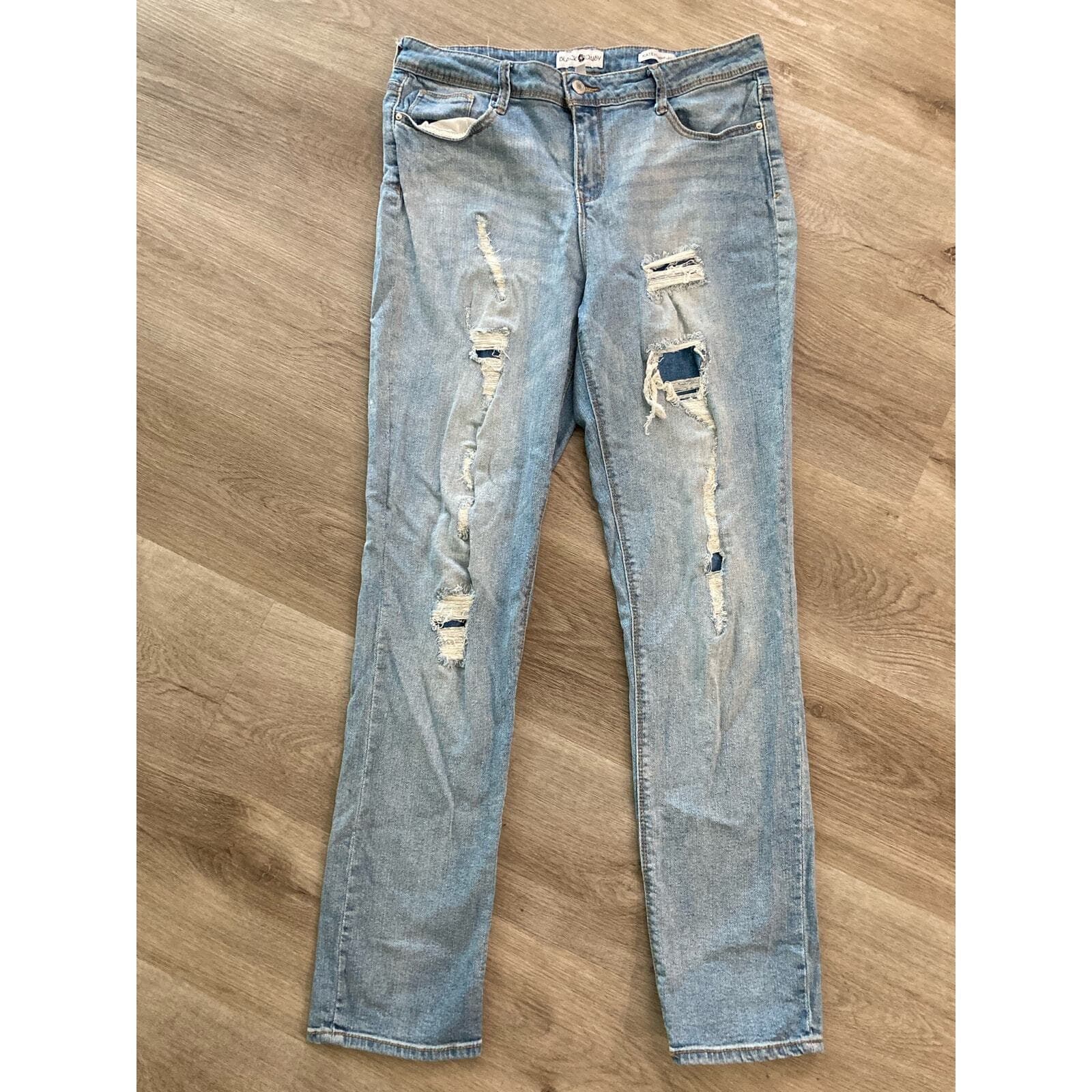 Women’s Daisy Kate Distressed Ripped Blue Jeans Size 13 Straight Leg Denim - Thumbnail 5