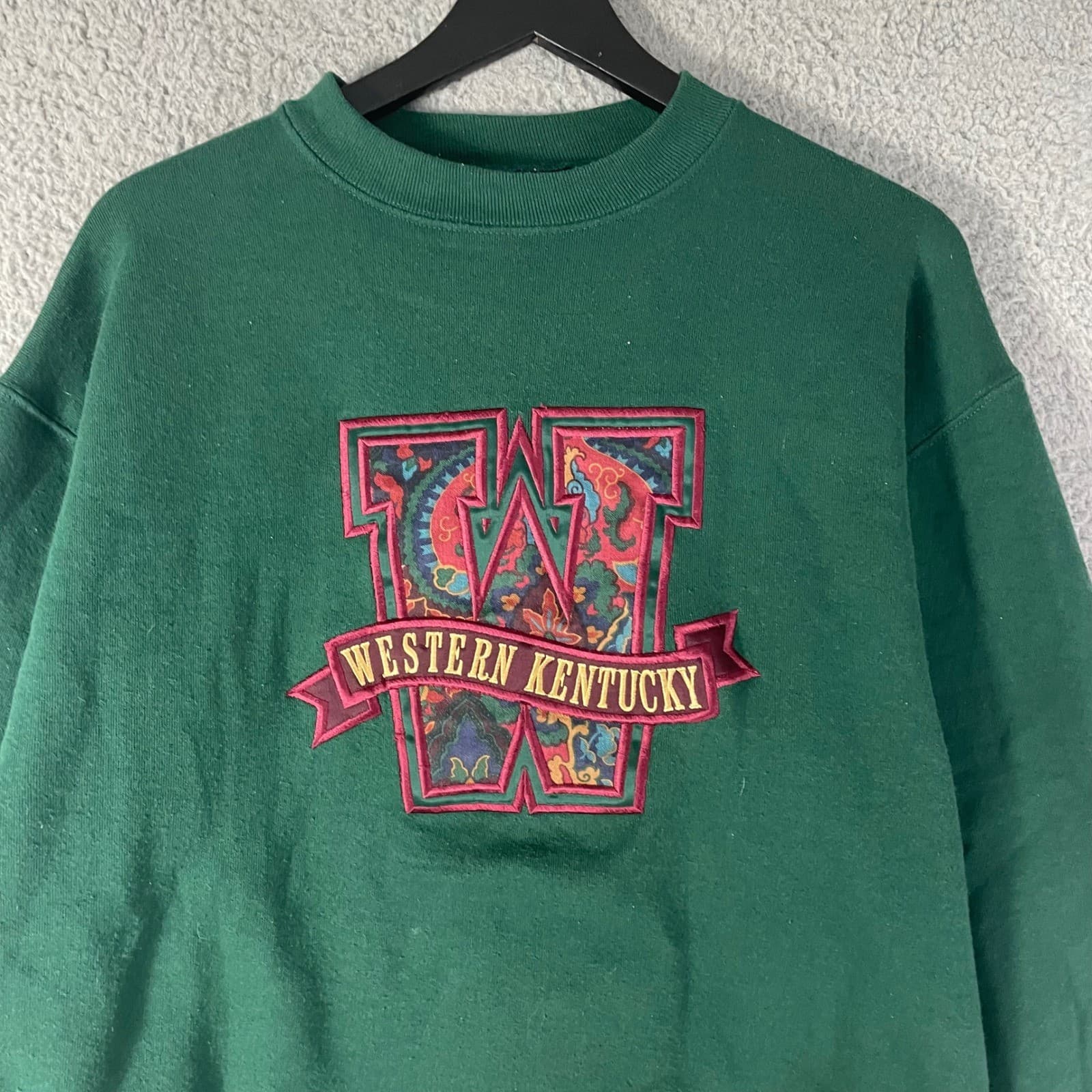 Vintage JanSport Western Kentucky Sweatshirt L Green Made USA College Crewneck - Thumbnail 3