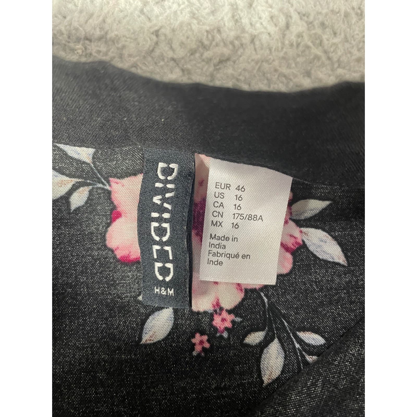 H&M Divided Floral Wrap Maxi Skirt Womens 16 Black Pink Boho High Low Ruffle - Thumbnail 5