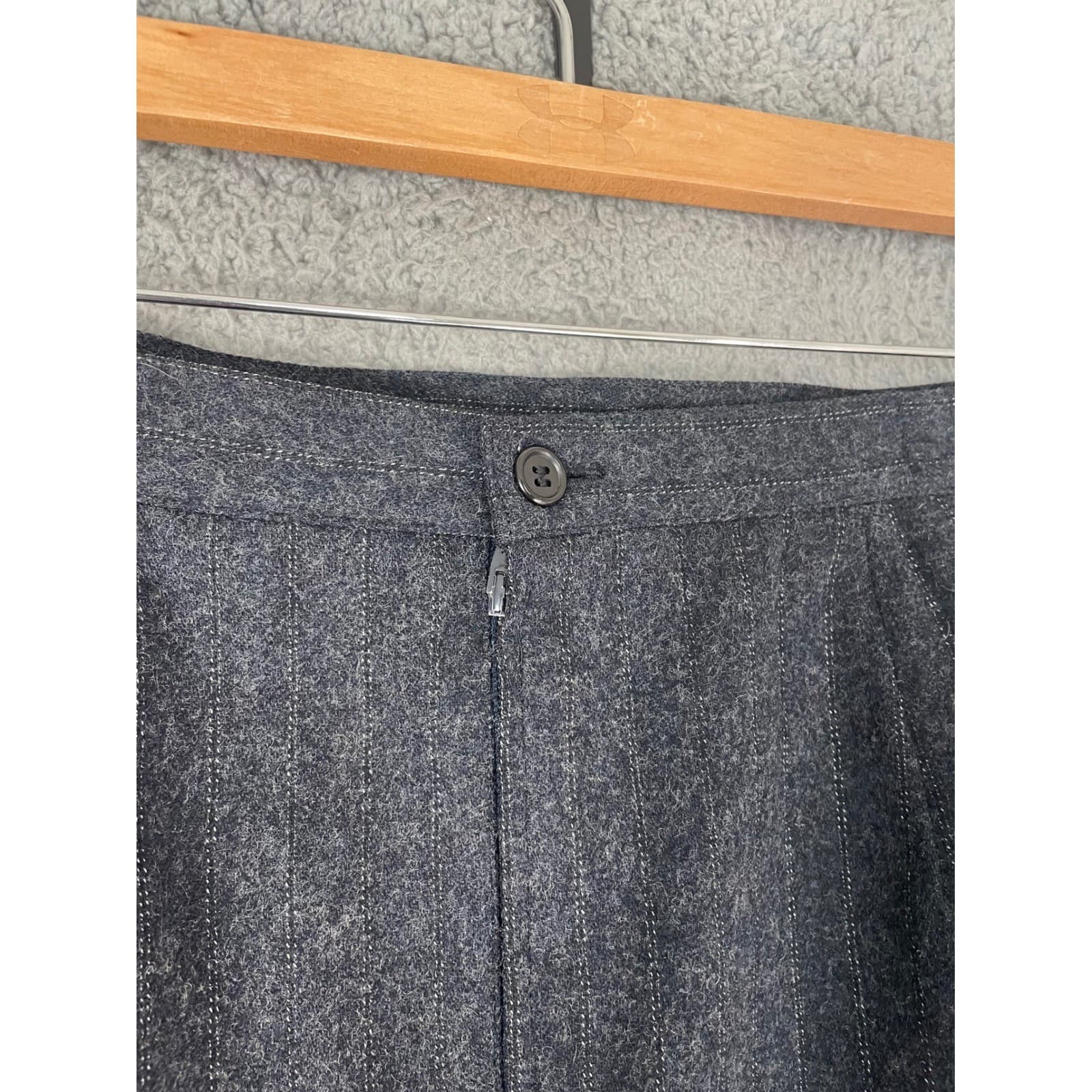 Vintage Wool Blend Midi Skirt Womens 33 Waist Dark Gray Made in Italy High Rise - Thumbnail 10