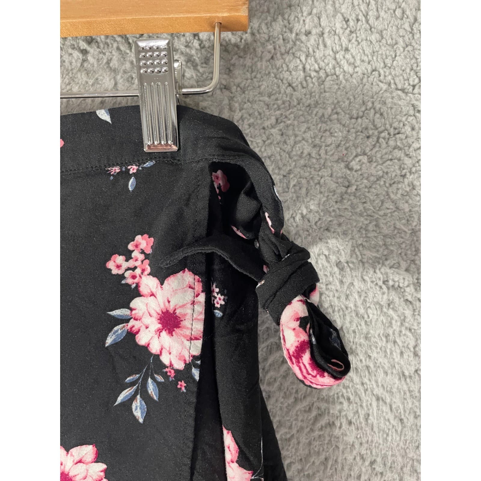 H&M Divided Floral Wrap Maxi Skirt Womens 16 Black Pink Boho High Low Ruffle - Thumbnail 10