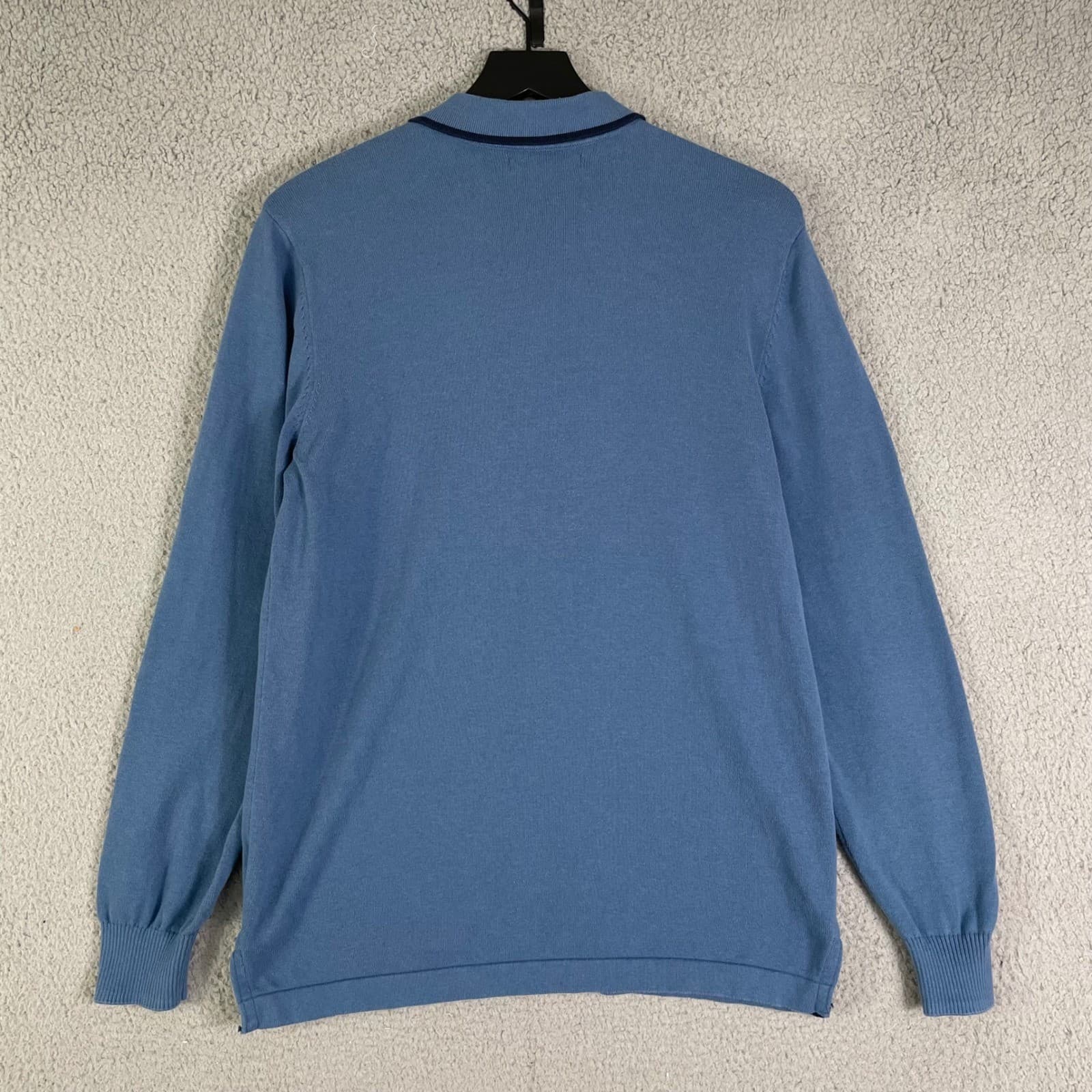 Hawker Rye Mens Medium Blue Long Sleeve Polo Shirt Cotton Knit Casual Top M - Thumbnail 6