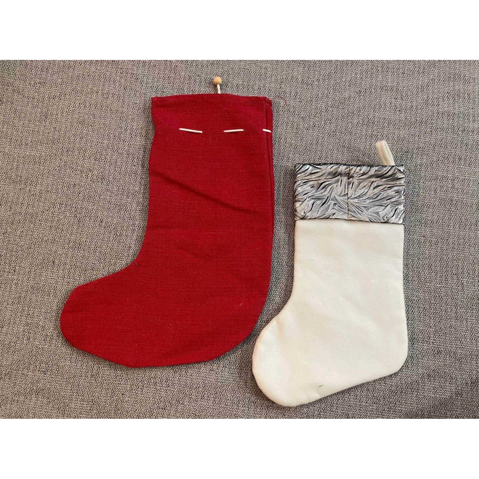 Set of 2 Christmas Stockings Red Merry Holiday Snowman Decor Hanging Fireplace - Thumbnail 8