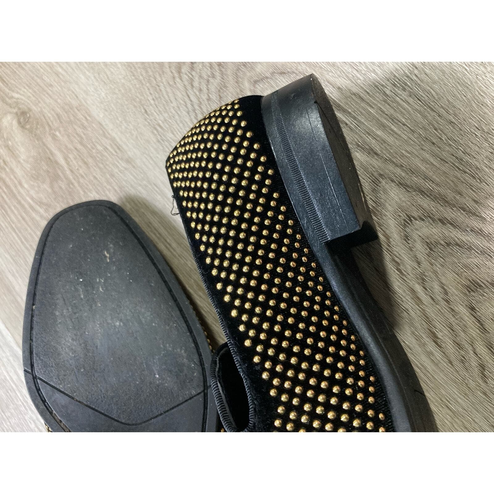 Stacy Adams Mens Swagger Studded Slip On Loafers Black Gold Dress Shoes Size 8.5 - Thumbnail 14