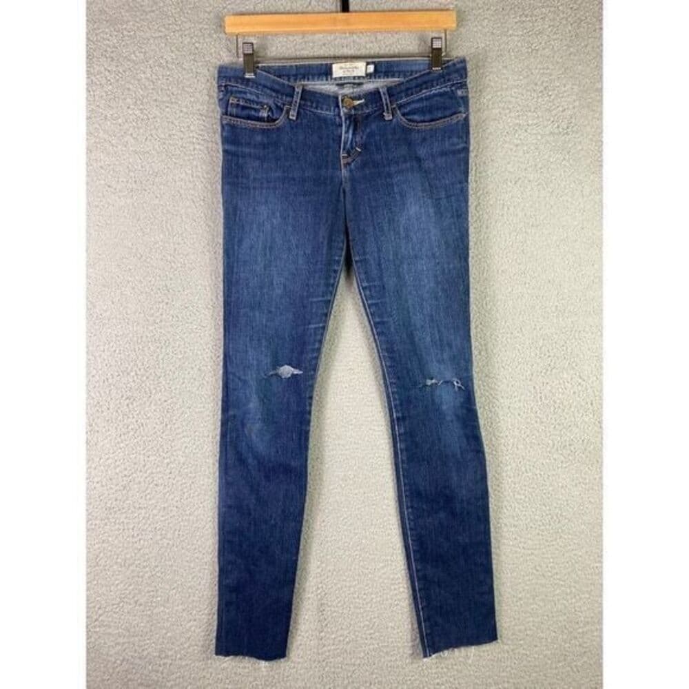Abercrombie & Fitch Womens Distressed Skinny Stretch Jeans Blue Denim Size 2 - Thumbnail 3