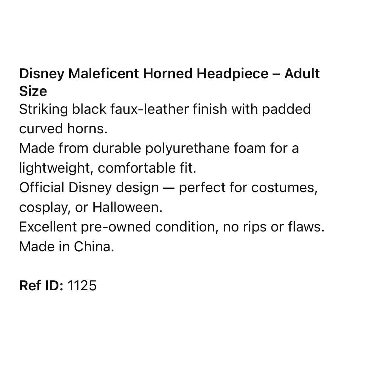 Disney Maleficent Horn Headpiece Adult Costume Hat Black Faux Leather Cosplay - Thumbnail 2