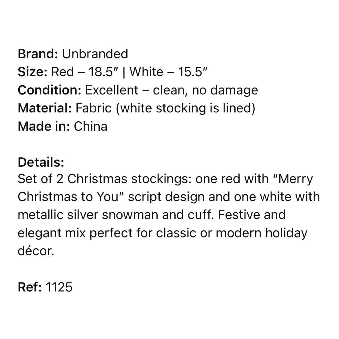 Set of 2 Christmas Stockings Red Merry Holiday Snowman Decor Hanging Fireplace - Thumbnail 2