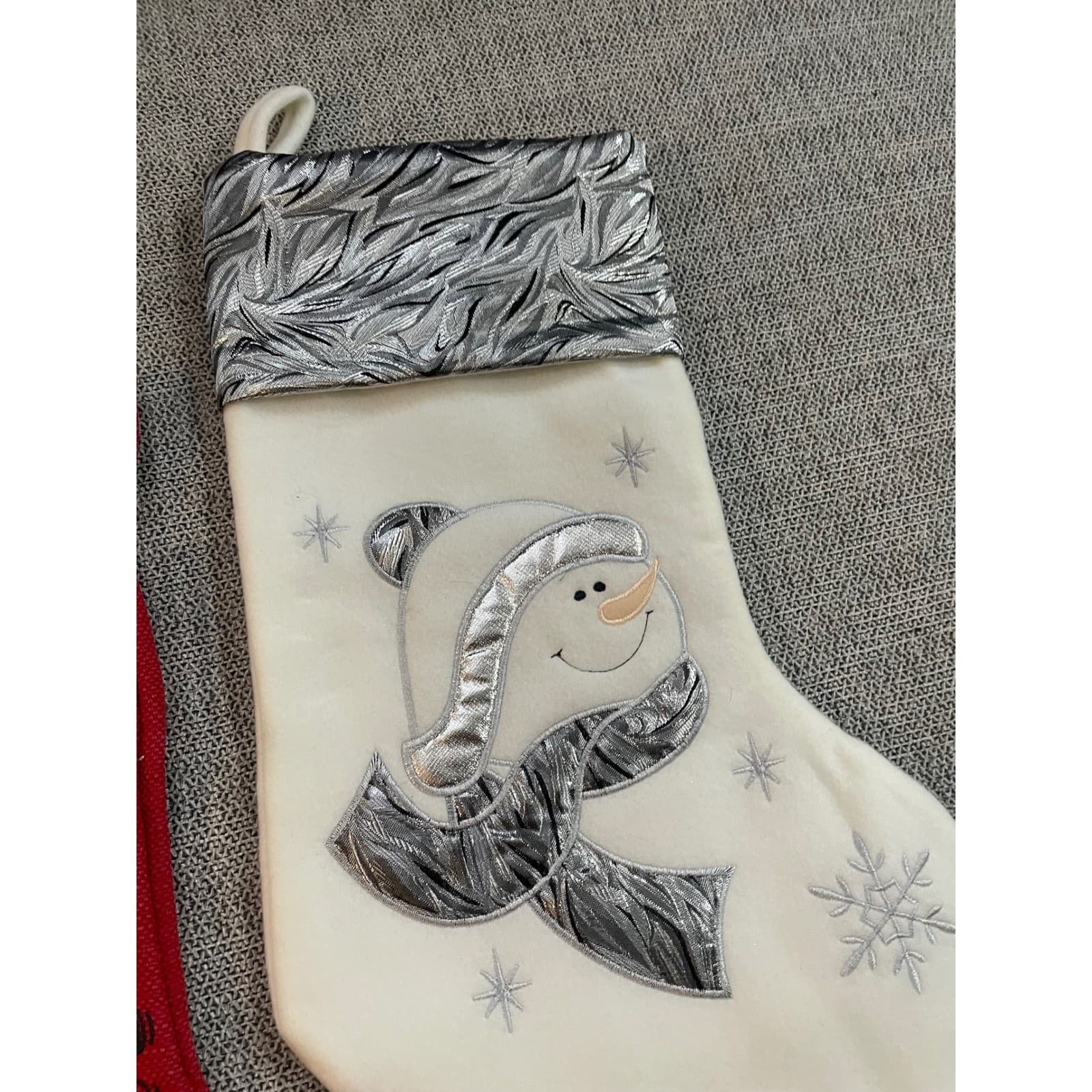 Set of 2 Christmas Stockings Red Merry Holiday Snowman Decor Hanging Fireplace - Thumbnail 7