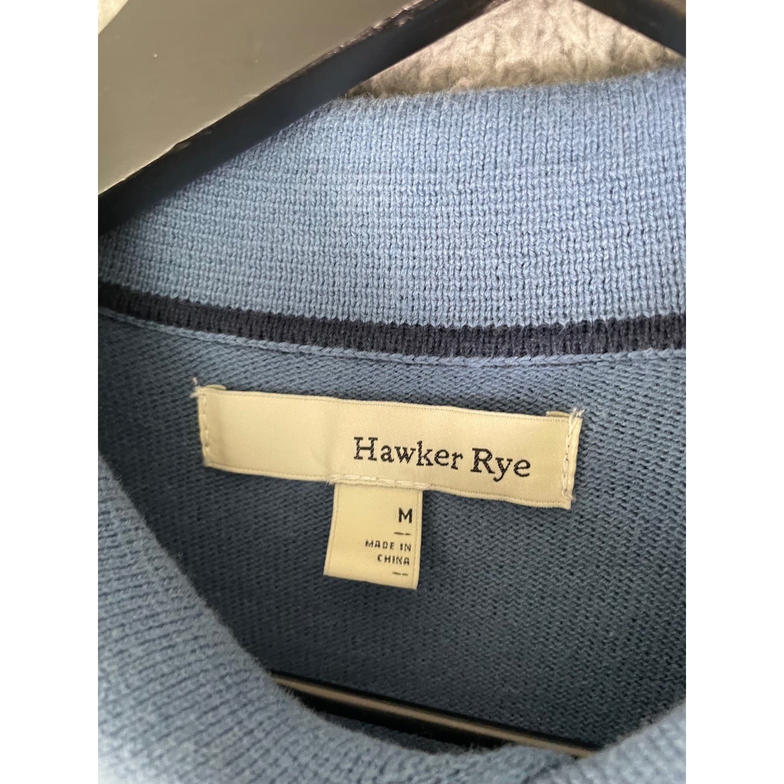 Hawker Rye Mens Medium Blue Long Sleeve Polo Shirt Cotton Knit Casual Top M - Thumbnail 3
