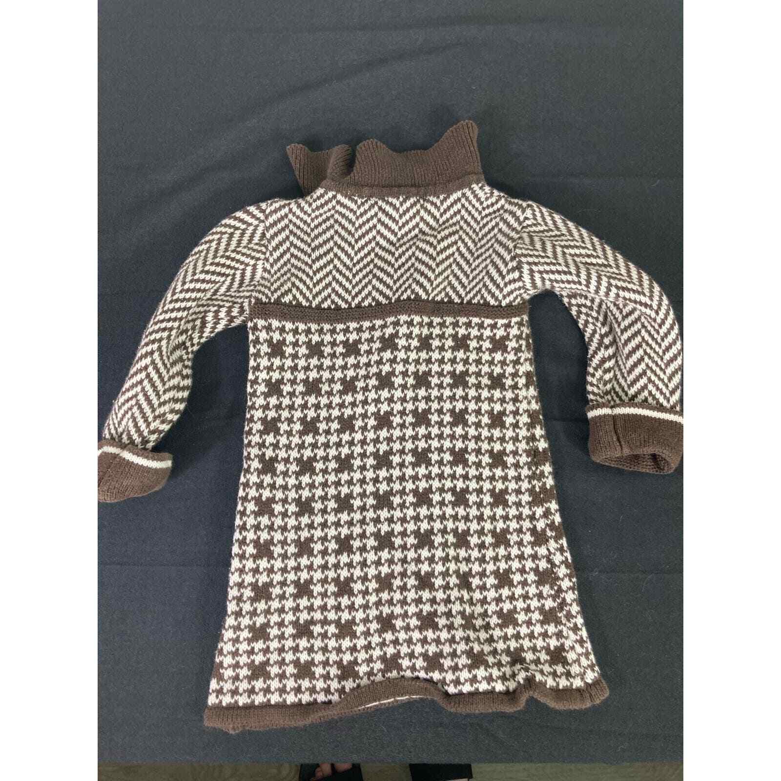 Baby Sweater Dress 24 Months Infant Girl Brown Knit Winter Outfit Warm Clothes - Thumbnail 4