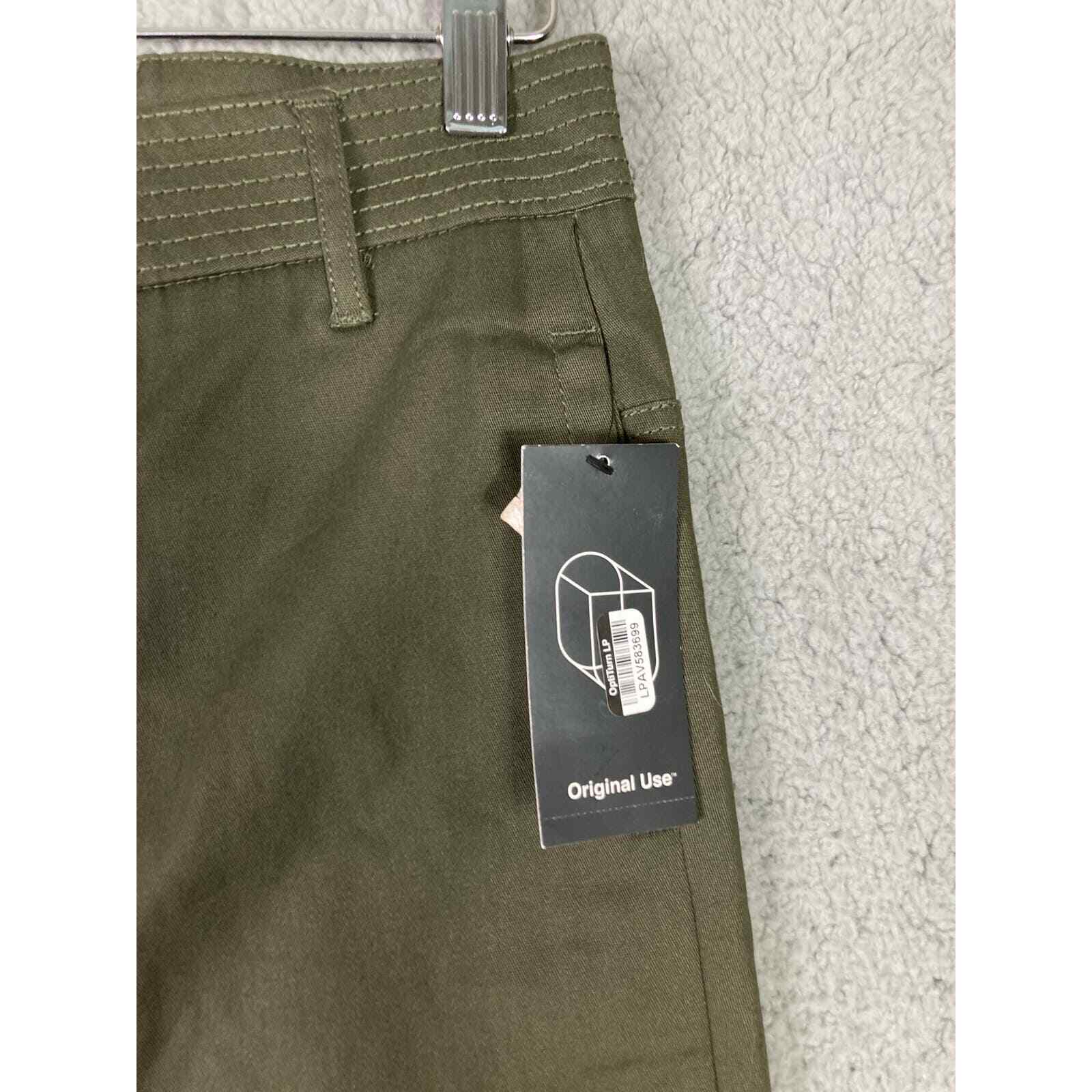 Men's Olive Green Straight Fit Stretch Pants Size 26 Casual Trousers NWT New - Thumbnail 8