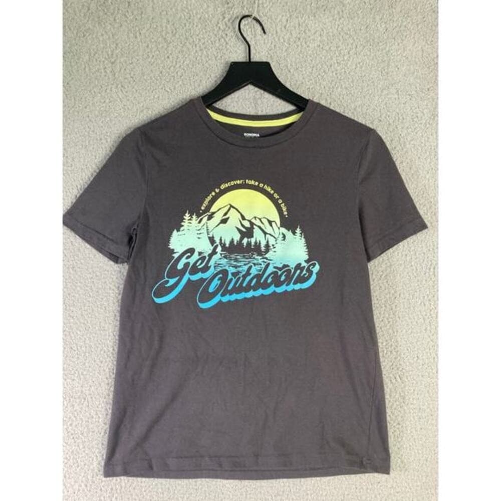 Boys Gray Graphic Print T-Shirt Youth Large 14 Adventure Outdoor Casual Tee - Thumbnail 6