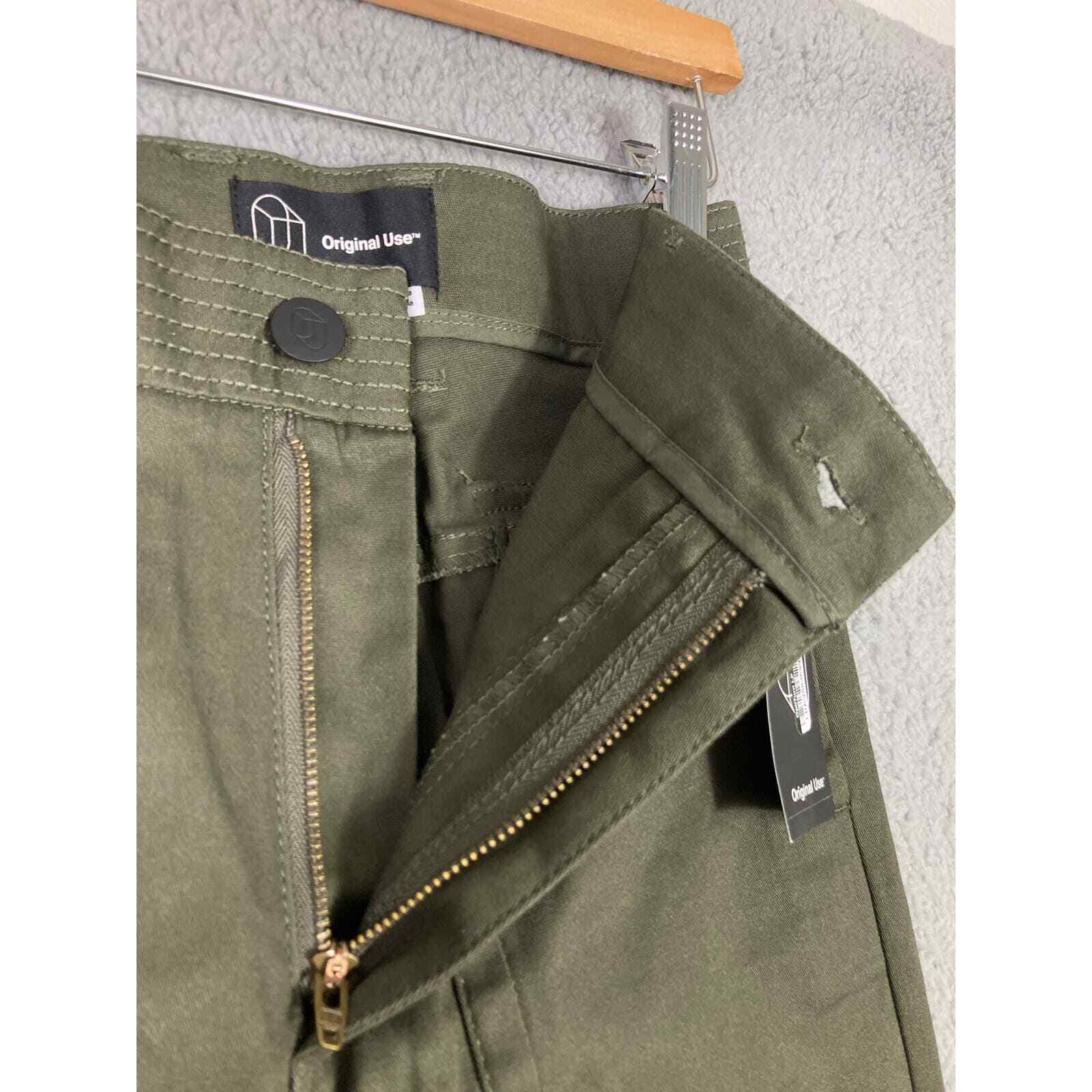 Men's Olive Green Straight Fit Stretch Pants Size 26 Casual Trousers NWT New - Thumbnail 9
