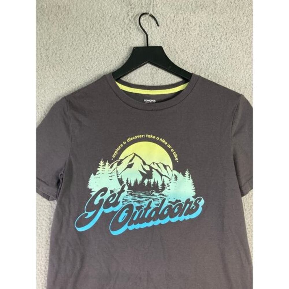 Boys Gray Graphic Print T-Shirt Youth Large 14 Adventure Outdoor Casual Tee - Thumbnail 7