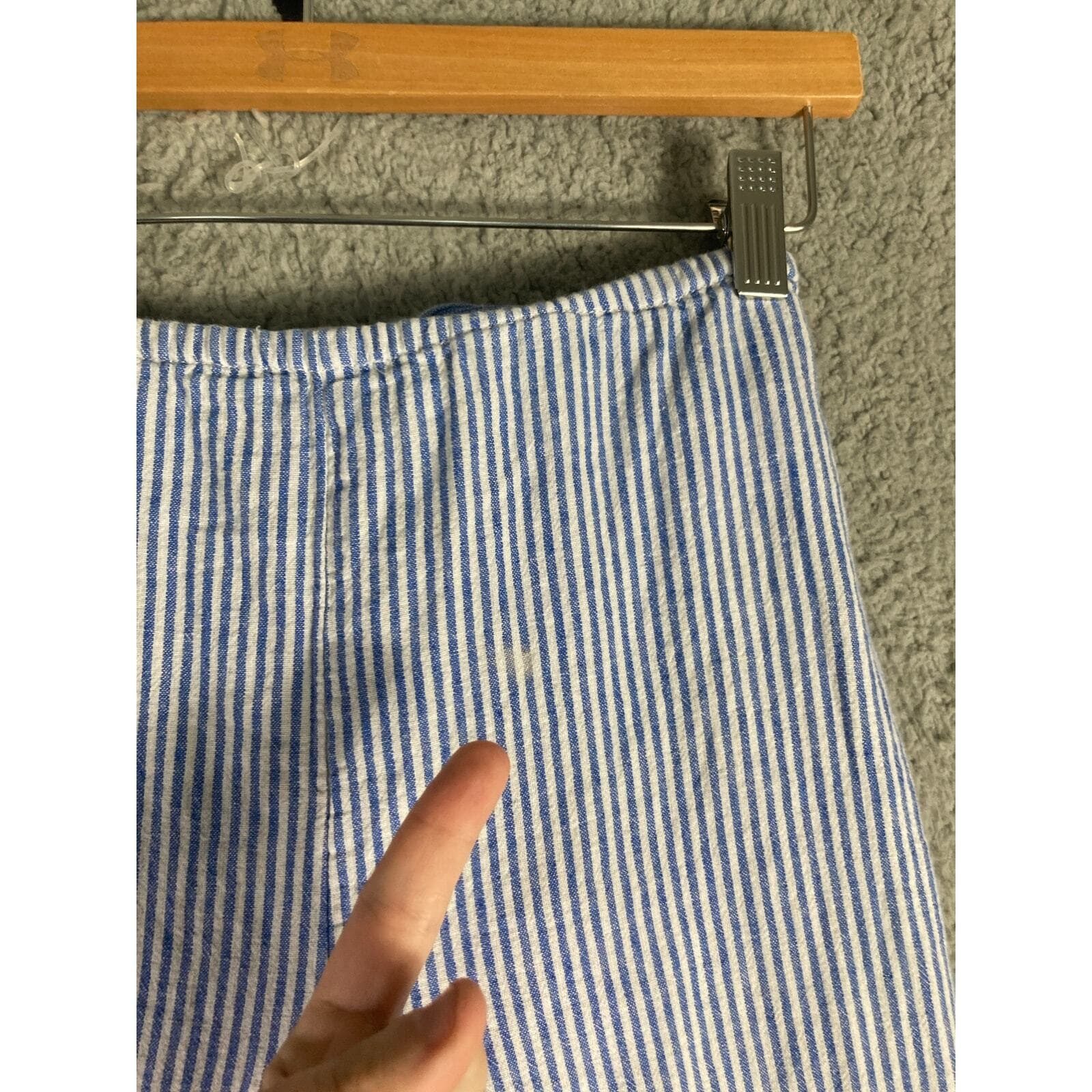 Women's Striped Wide Leg Palazzo Pants Blue Small Casual Beach Summer Bottoms - Thumbnail 9