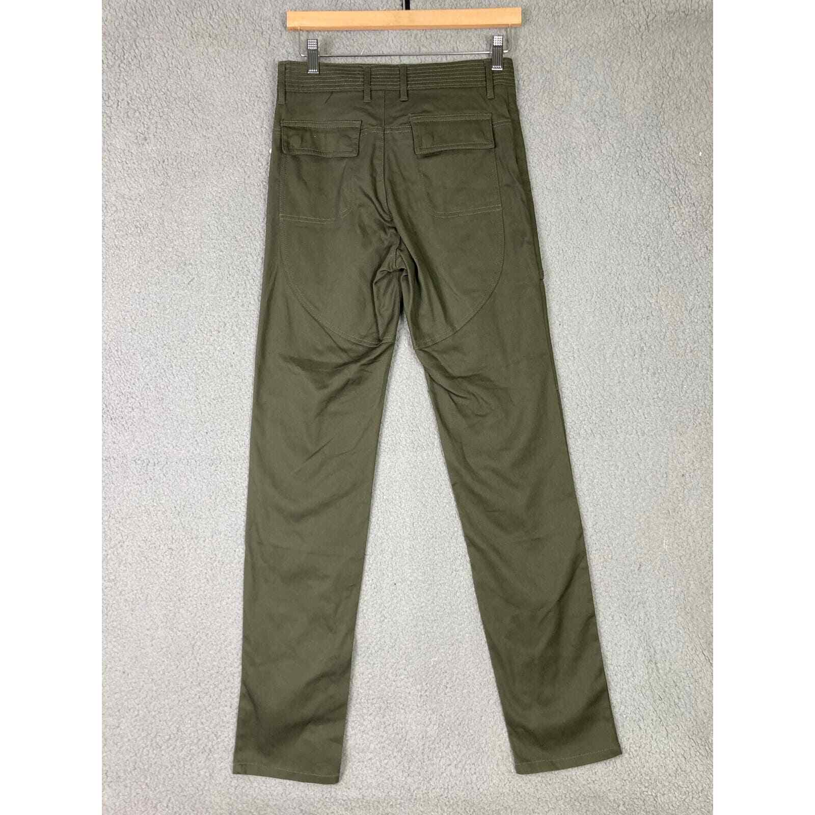 Men's Olive Green Straight Fit Stretch Pants Size 26 Casual Trousers NWT New - Thumbnail 6