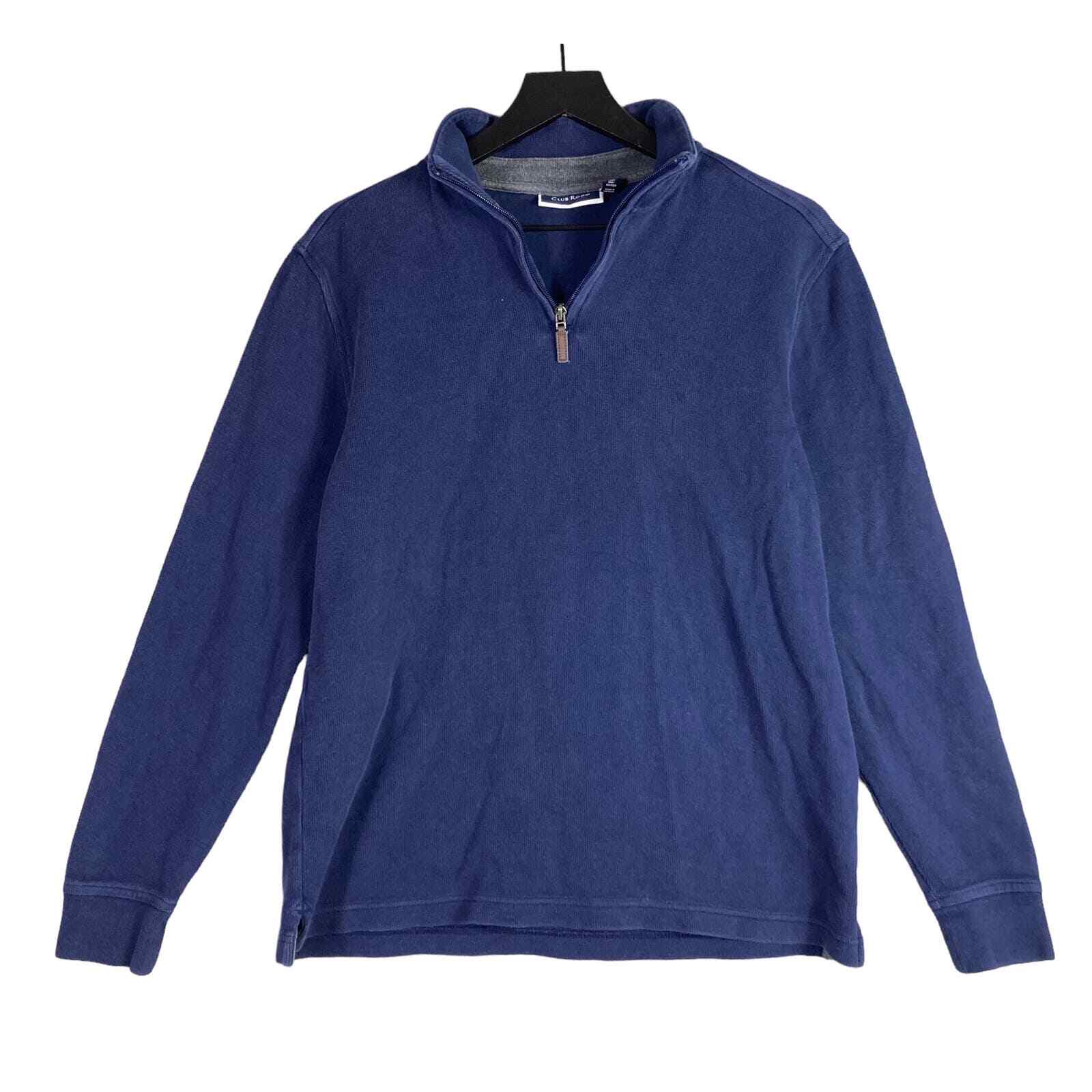 Men's Blue Quarter Zip Pullover Sweater Medium Lightweight Casual Soft Knit