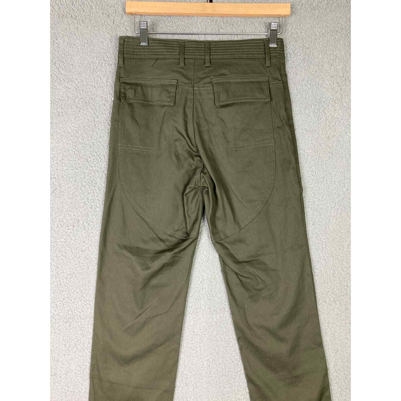 Men's Olive Green Straight Fit Stretch Pants Size 26 Casual Trousers NWT New - Thumbnail 11