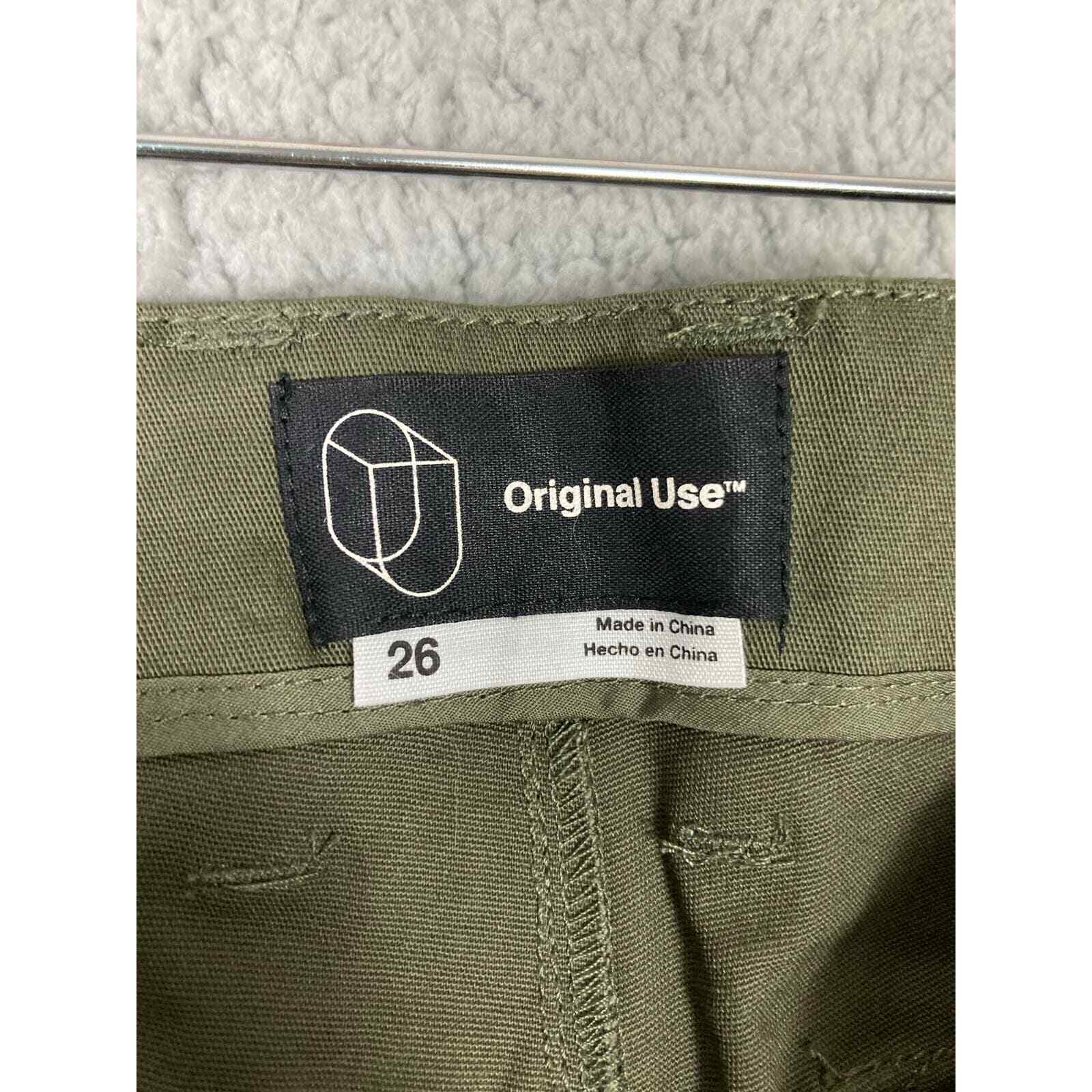 Men's Olive Green Straight Fit Stretch Pants Size 26 Casual Trousers NWT New - Thumbnail 4