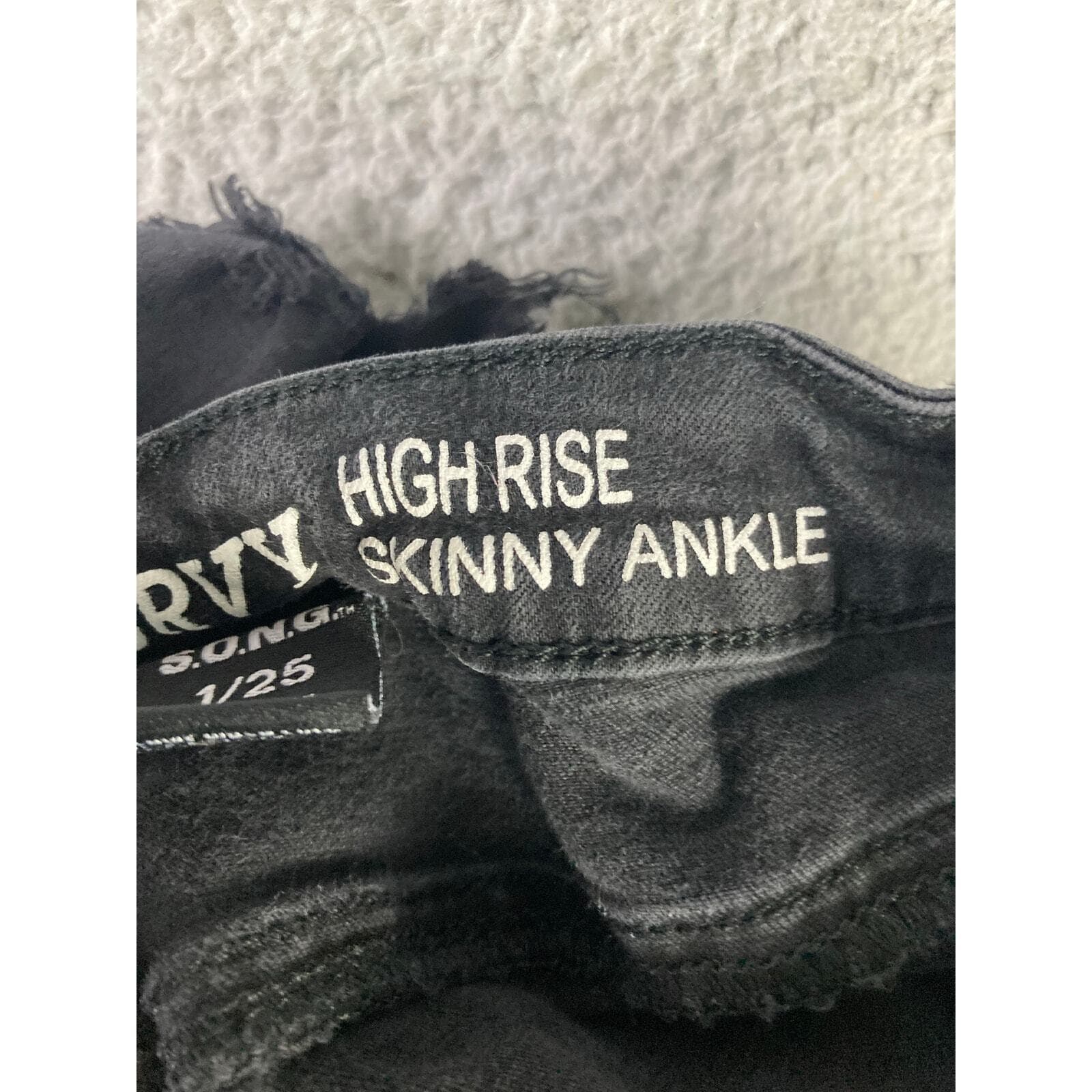 Women's High Rise Skinny Jeans Black Distressed Ankle Curvy Fit Size 1 Stretch - Thumbnail 6