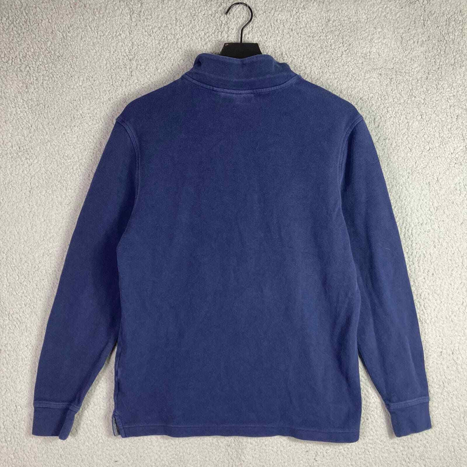 Men's Blue Quarter Zip Pullover Sweater Medium Lightweight Casual Soft Knit - Thumbnail 7