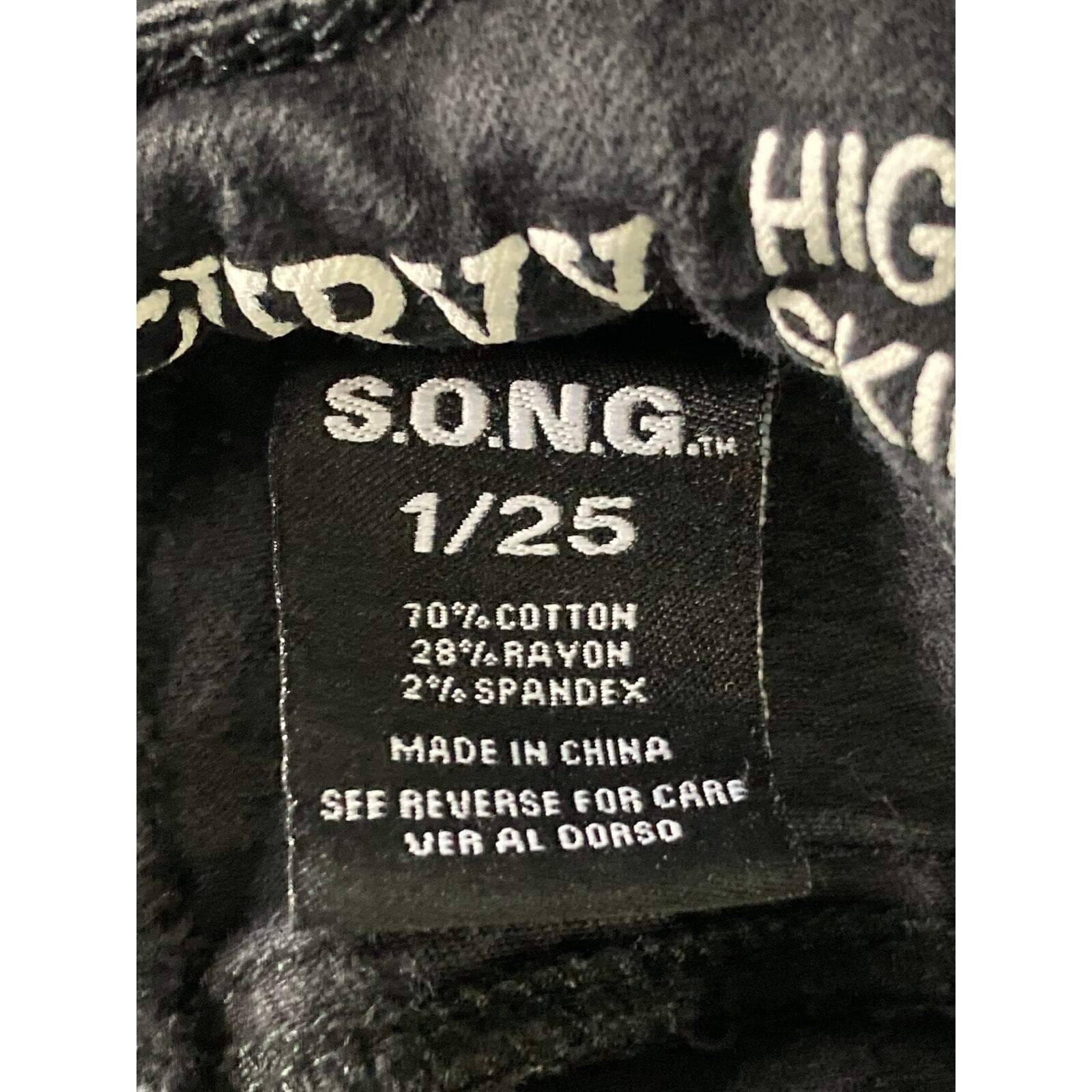 Women's High Rise Skinny Jeans Black Distressed Ankle Curvy Fit Size 1 Stretch - Thumbnail 5