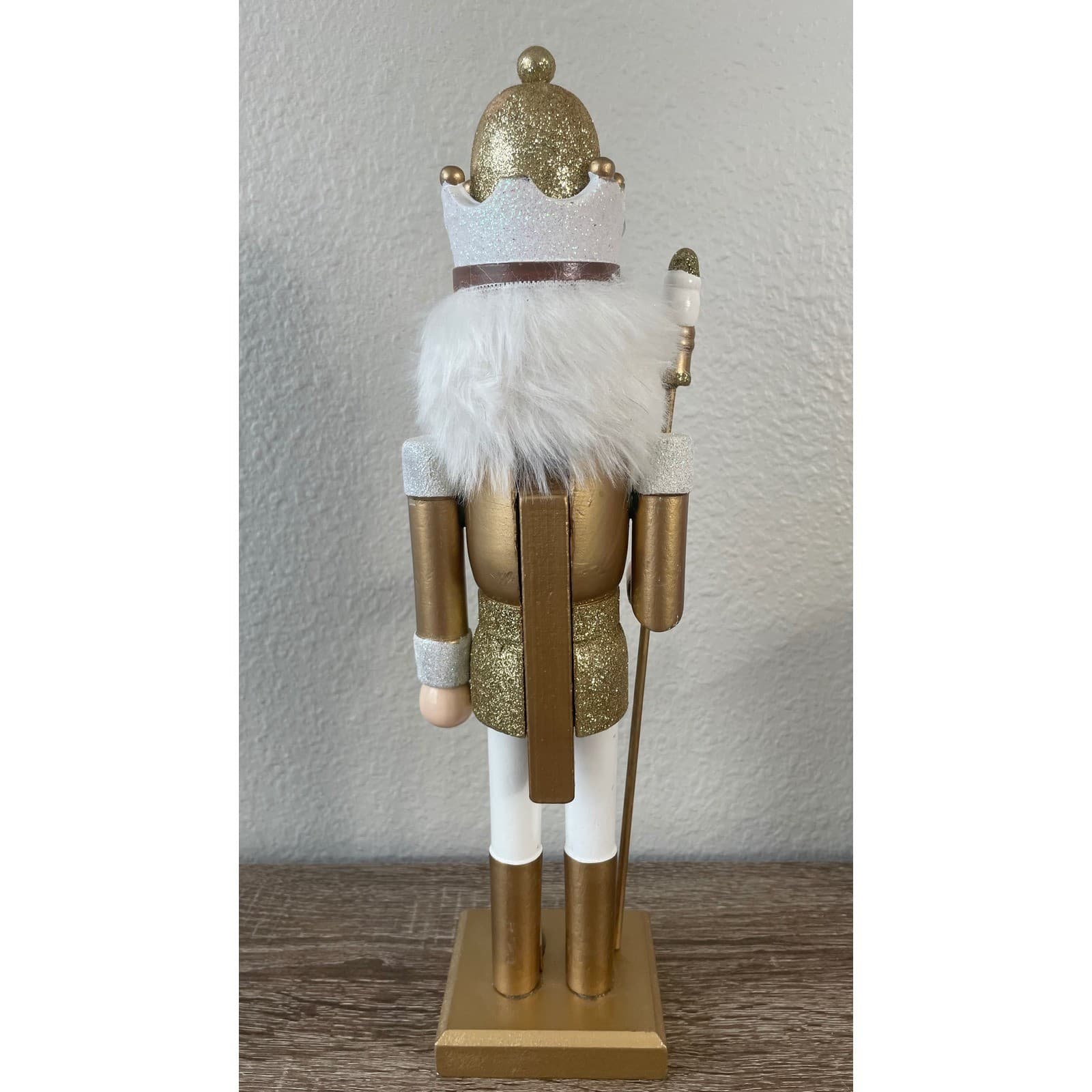 14” Wooden Nutcracker King Gold Glitter Christmas Holiday Decor Figurine - Thumbnail 9