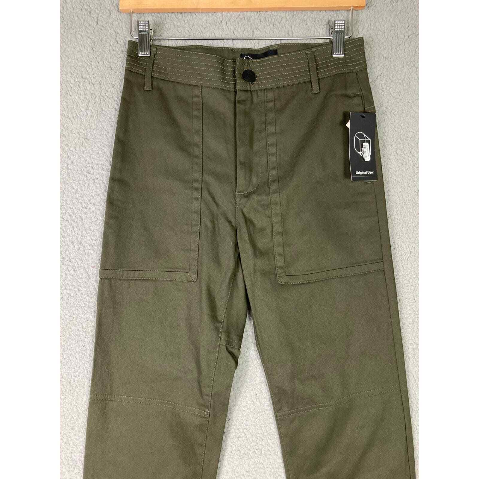 Men's Olive Green Straight Fit Stretch Pants Size 26 Casual Trousers NWT New - Thumbnail 7